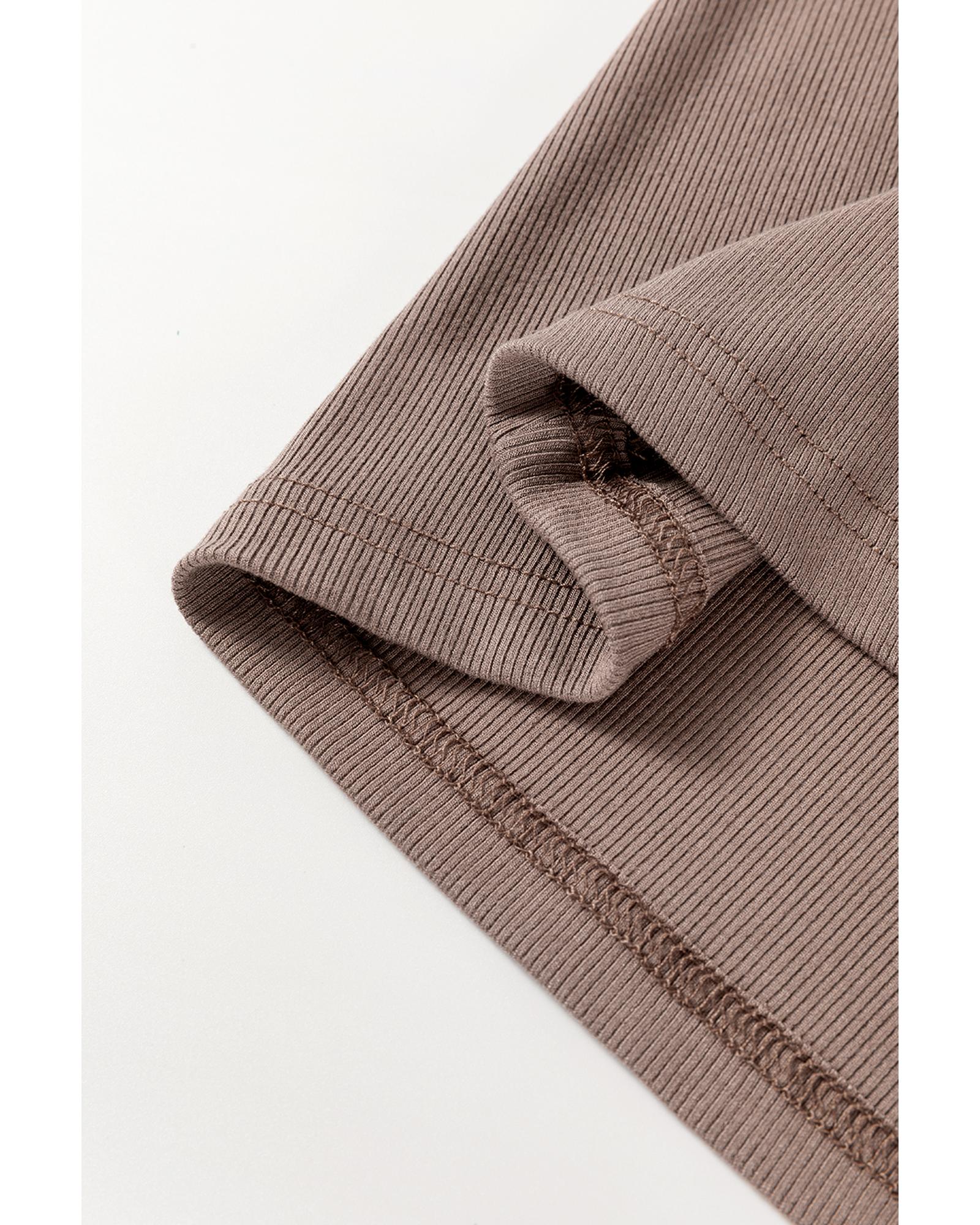 V539-AZEXDC25612465-P7016-XL-202508300115-00 Smoke Gray Ribbed Knit Colorblock Edge U Neck Slim Fit Tank Top - XL - Image 1