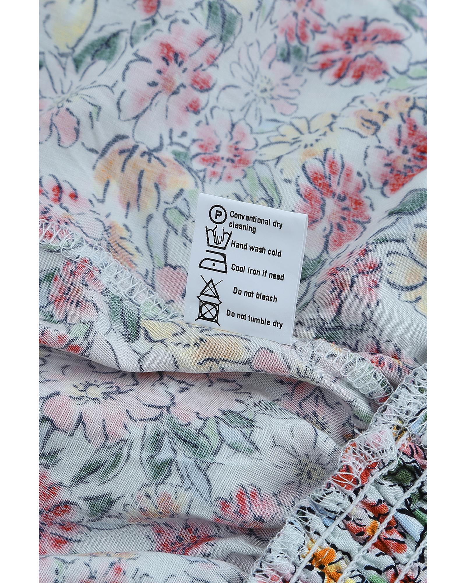 V539-AZEXDC2565683-22-L-202508291305-00 Multicolor Wrapped V Neck Floral Tank Crop Top - L - Image 1