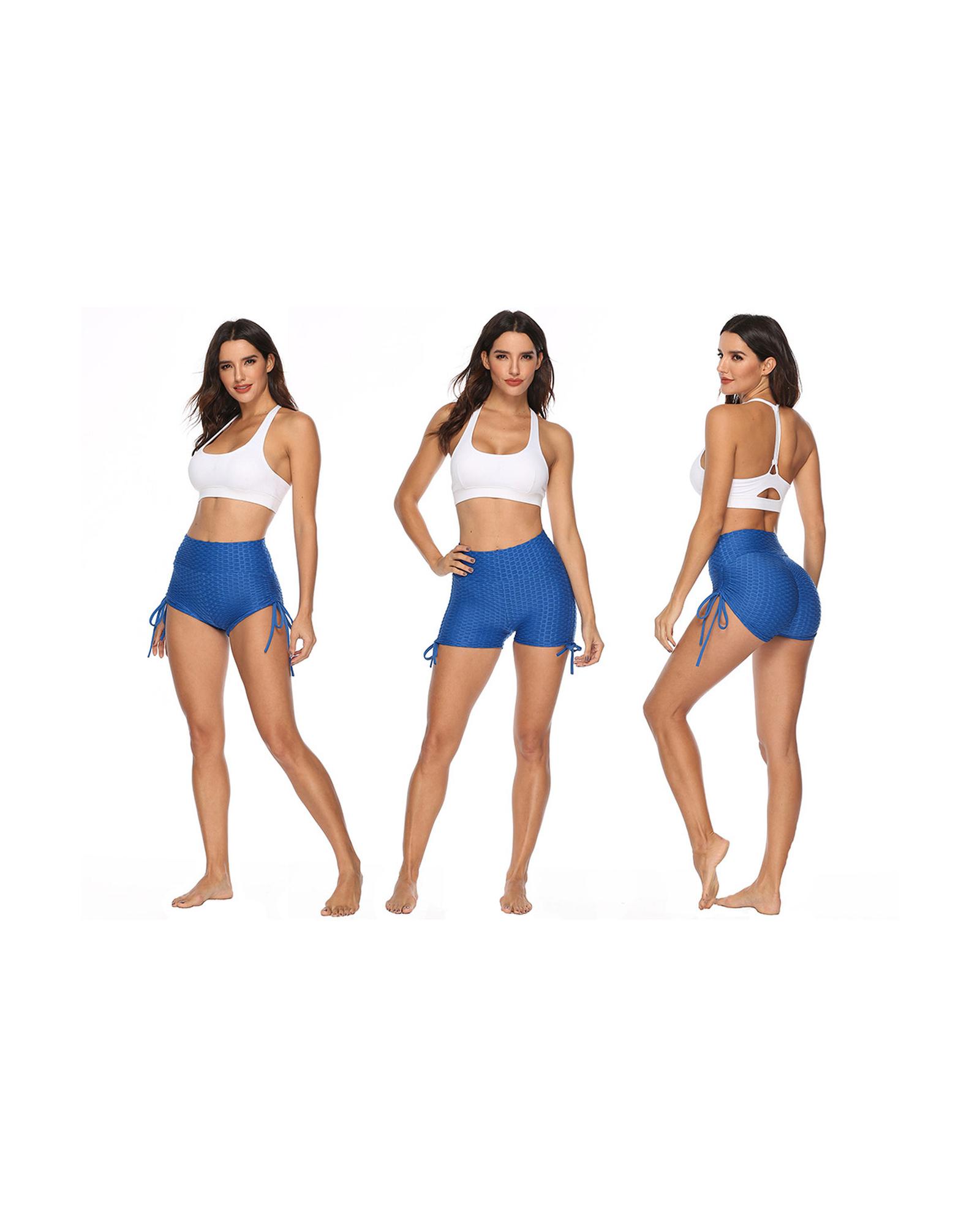 V539-AZEXDC26089-5-L-202508282110-00 Blue Butt Lifting High Waist Yoga Shorts - L - Image 1