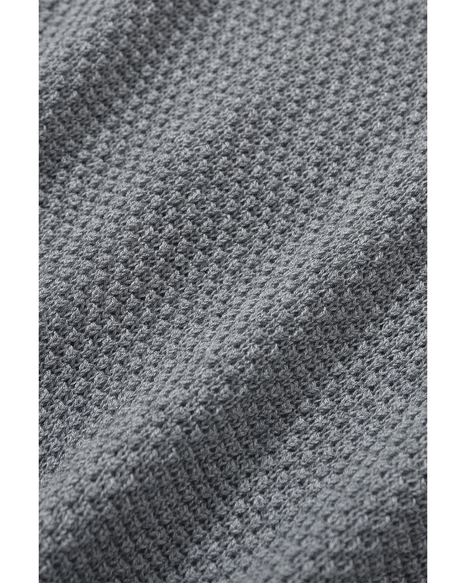 V539-AZEXDC2721110-11-L-202508282025-00 Gray Henley Pullover Drop Shoulder Sweater with Slits - L - Image 1