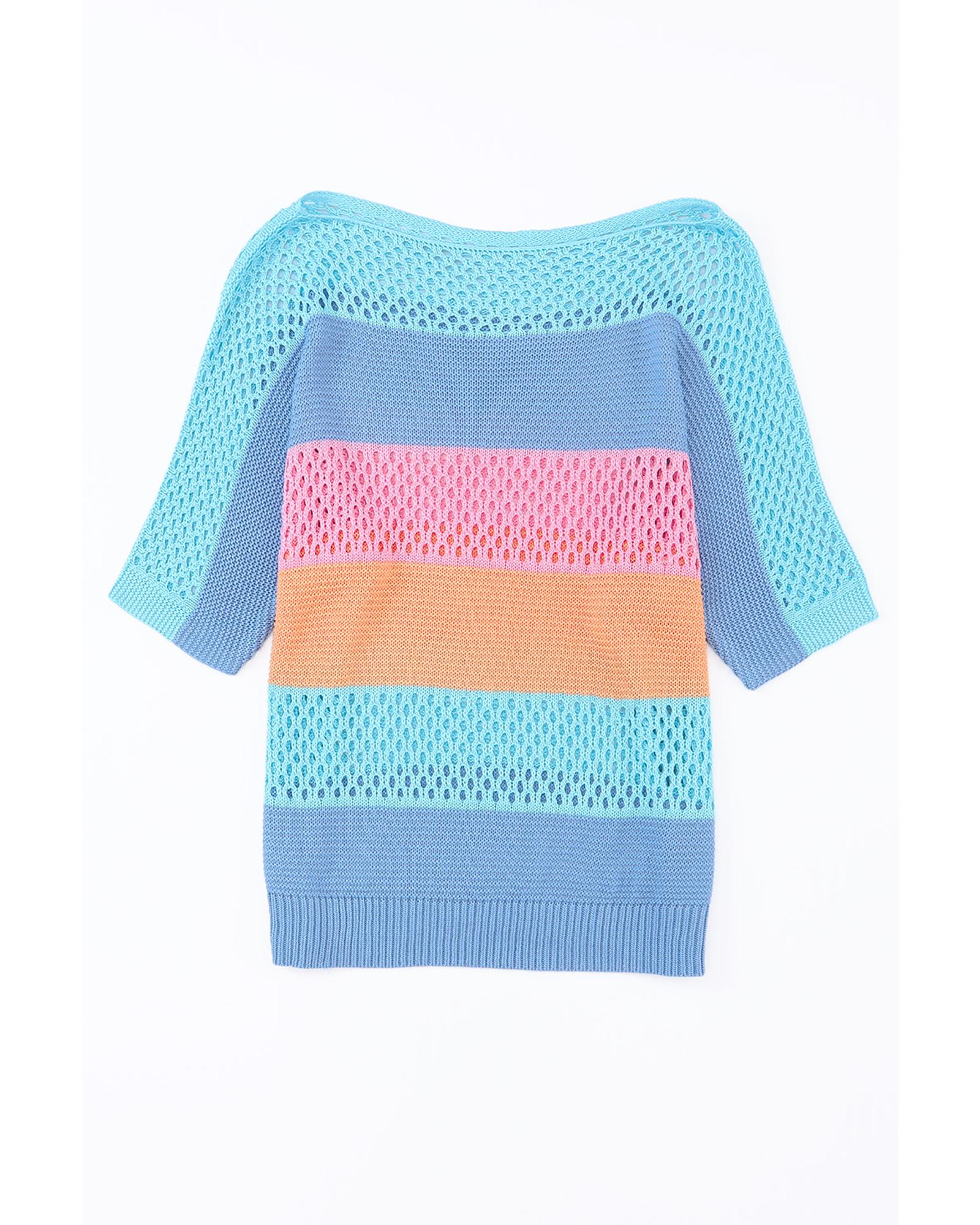 V539-AZEXDC2722905-4-XL-202508290350-00 Azura Exchange Colorblock Striped Knitted Top - XL - Image 1