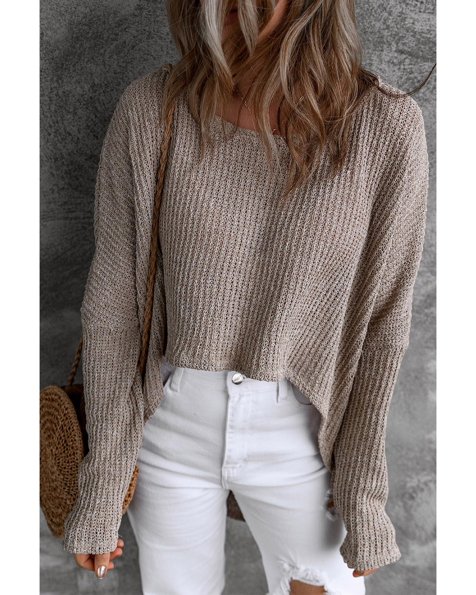 V539-AZEXDC2722949-11-XL-202508292300-00 Gray Slouchy Dolman Sleeve High Low Sweater - XL - Image 1