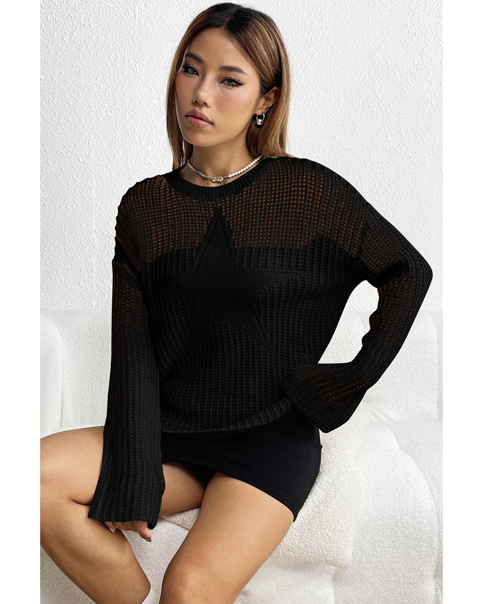 V539-AZEXDC2723220-2-XS-202506132253-00 Black Seeing Stars Oversized Sweater - XS - Image 1