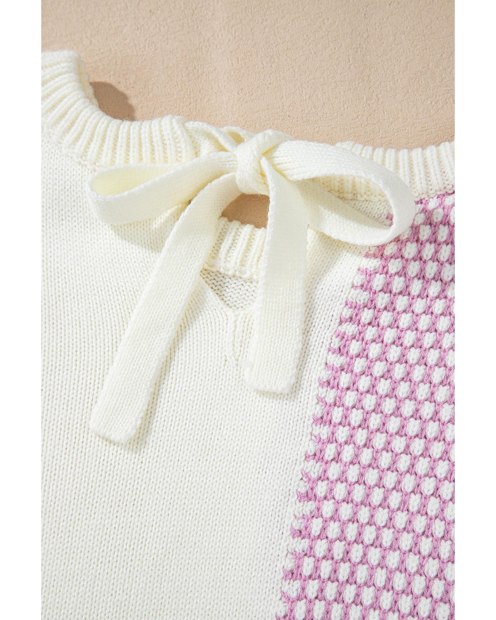 V539-AZEXDC2723462-P3010-XL-202508280415-00 Bonbon Neutral Colorblock Tie Back Sweater - XL - Image 1