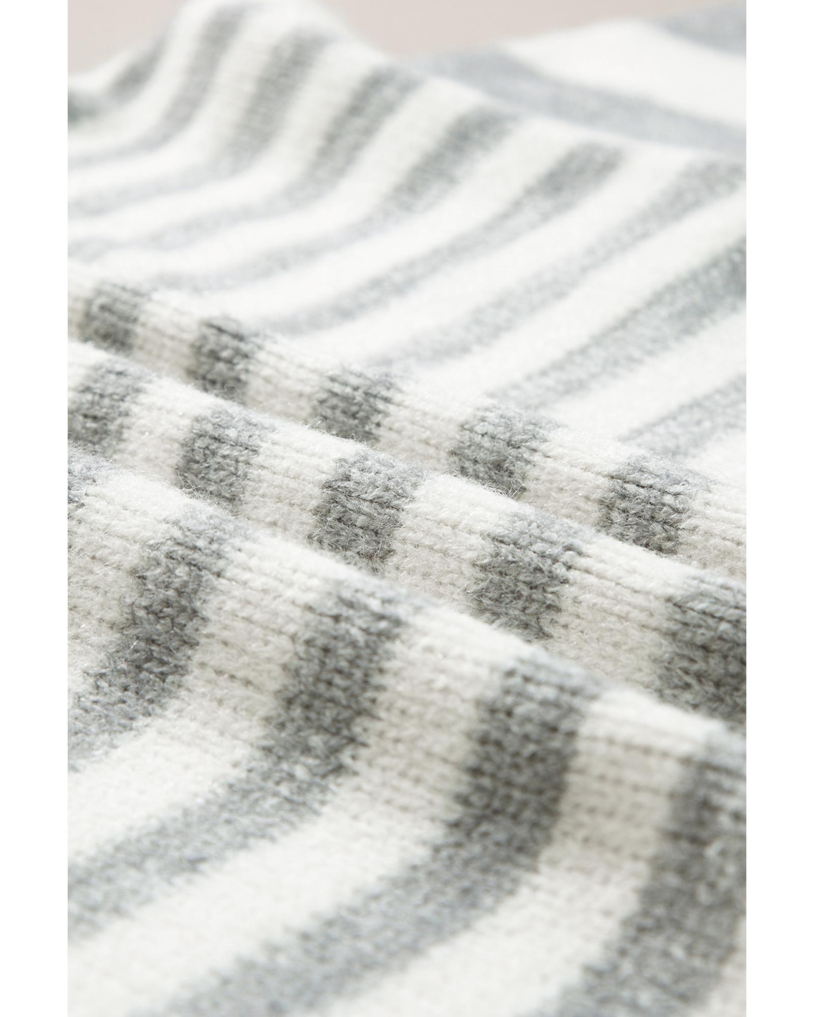 V539-AZEXDC2724986-P1119-M-202508291635-00 Gray Stripe Drop Shoulder Crew Neck Sweater - M - Image 1