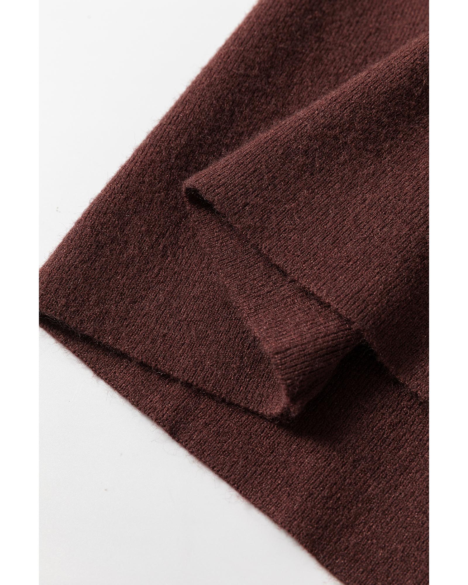 V539-AZEXDC273763-P1017-XL-202508281015-00 Coffee Slim Fit Mock Neck Side Slit Sweater Dress - XL - Image 1