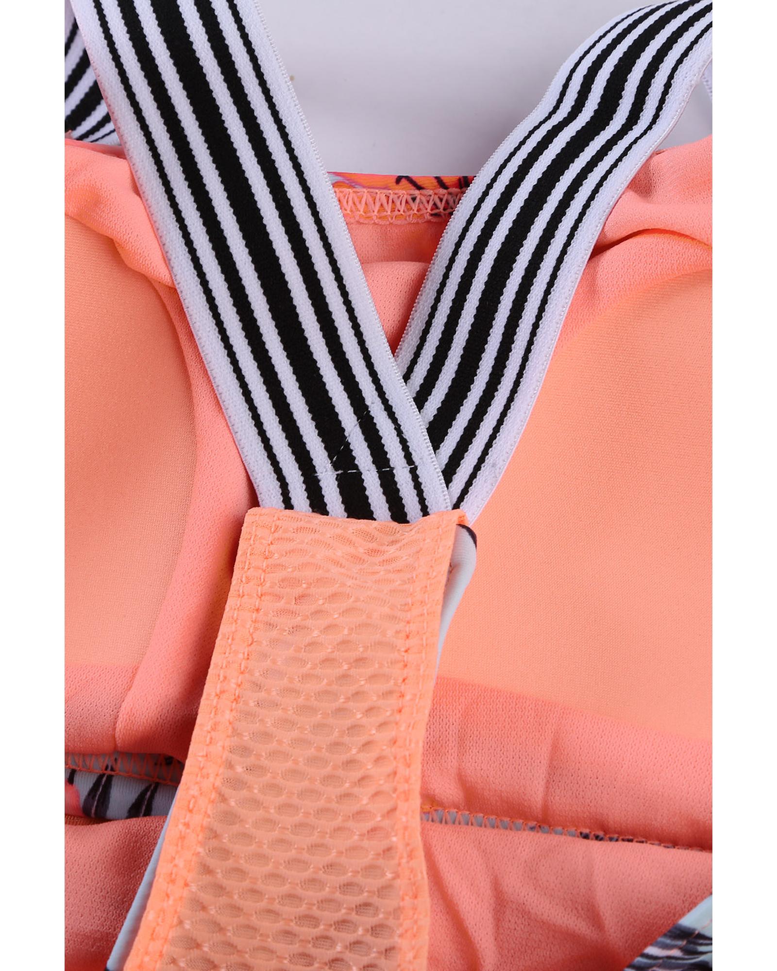 V539-AZEXDC411479-14-2XL-202508292310-00 Azura Exchange Orange Printed Splicing Racerback Tankini - 2XL - Image 1