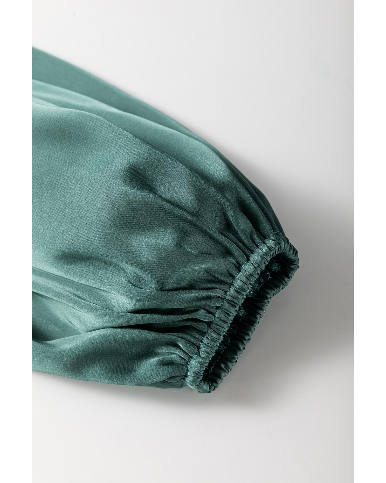 V539-AZEXDC6121556-P509-XL-202508292055-00 Mist Green Tiered Ruffled Puff Sleeve Loose Fit Mini Dress - XL - Image 1