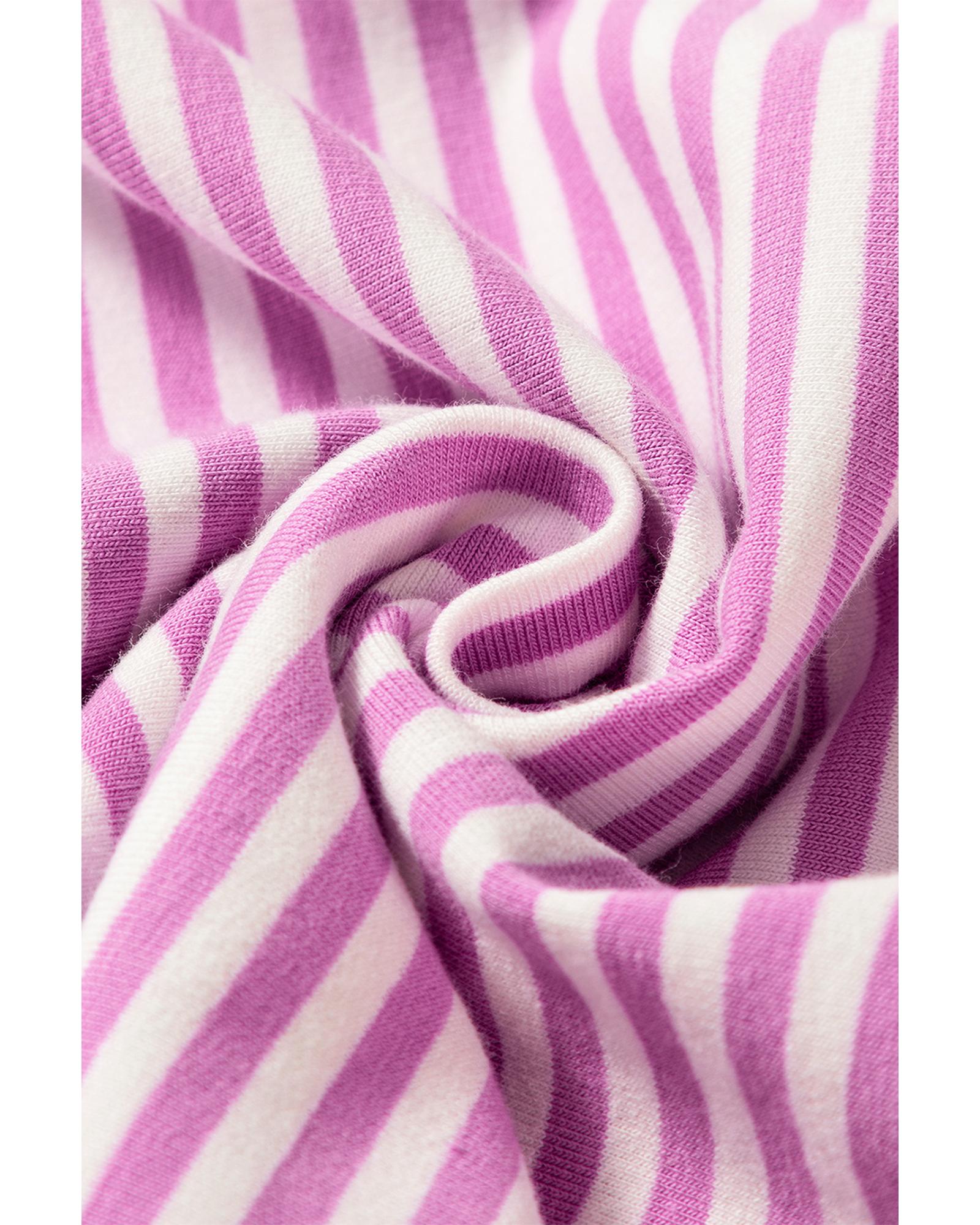 V539-AZEXDC6122410-P608-M-202508310955-00 Phalaenopsis Striped Patchwork Three Quarters Sleeve Loose Mini Dress - M - Image 1