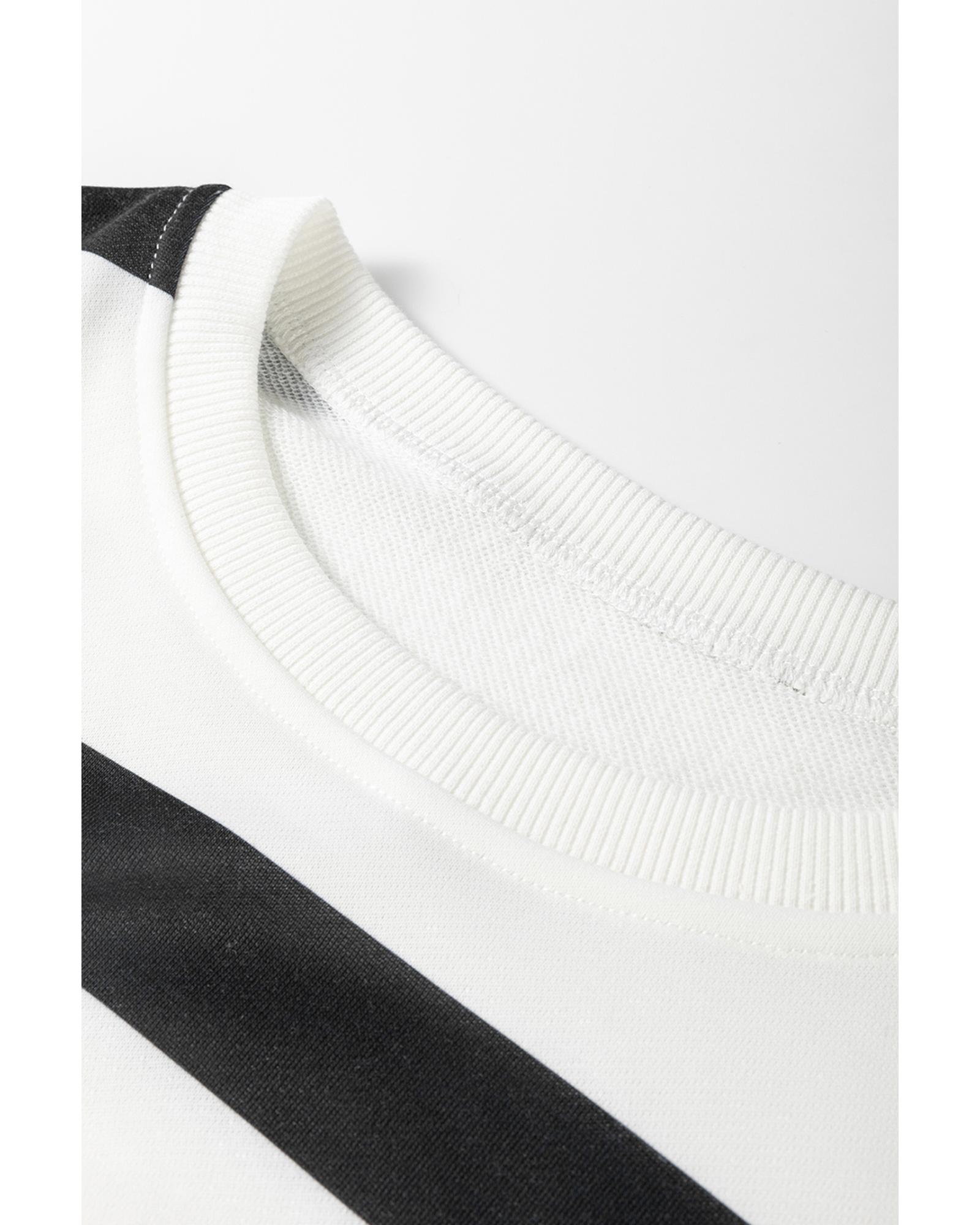 V539-AZEXDC626456-P219-S-202506142227-00 Black Stripe Drop Shoulder Pullover and Jogger Pants Set - S - Image 1