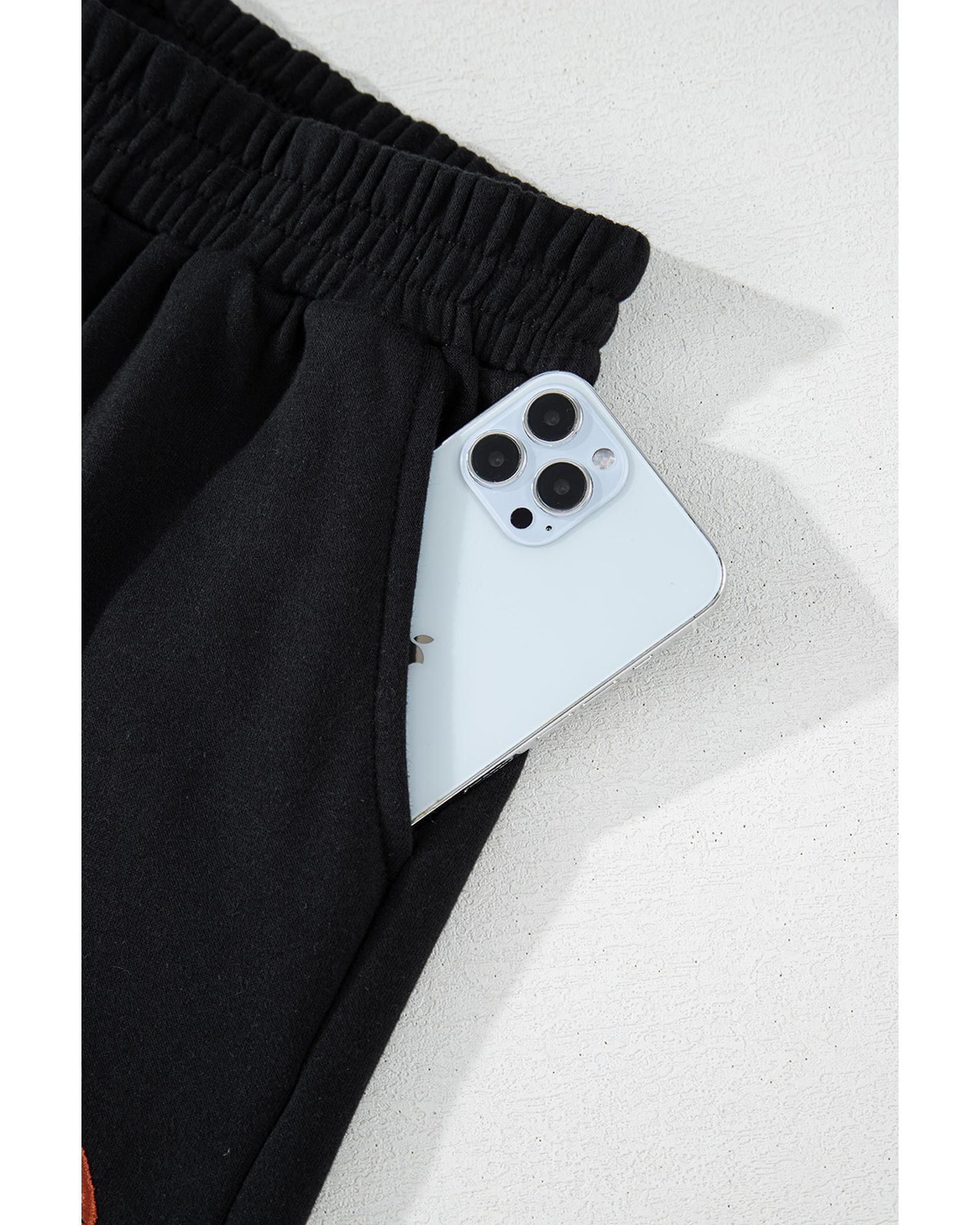 V539-AZEXDC626554-P2-XL-202508302155-00 Black GAME DAY Rugby Football Graphic Pullover and Shorts Casual Outfit - XL - Image 1