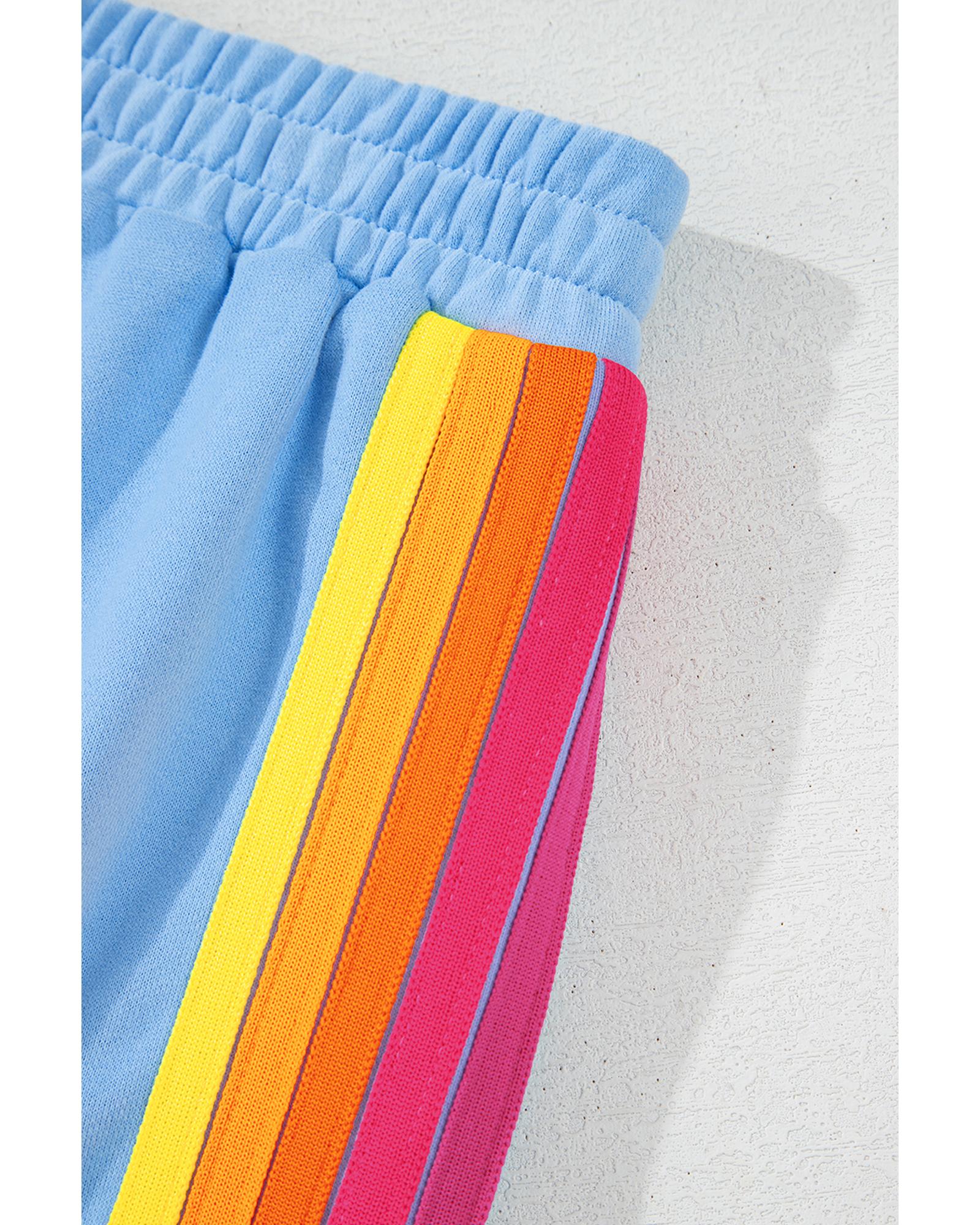 V539-AZEXDC626684-P804-L-202508301045-00 Beau Blue Striped Accent Pullover and Shorts Two Piece Casual Set - L - Image 1