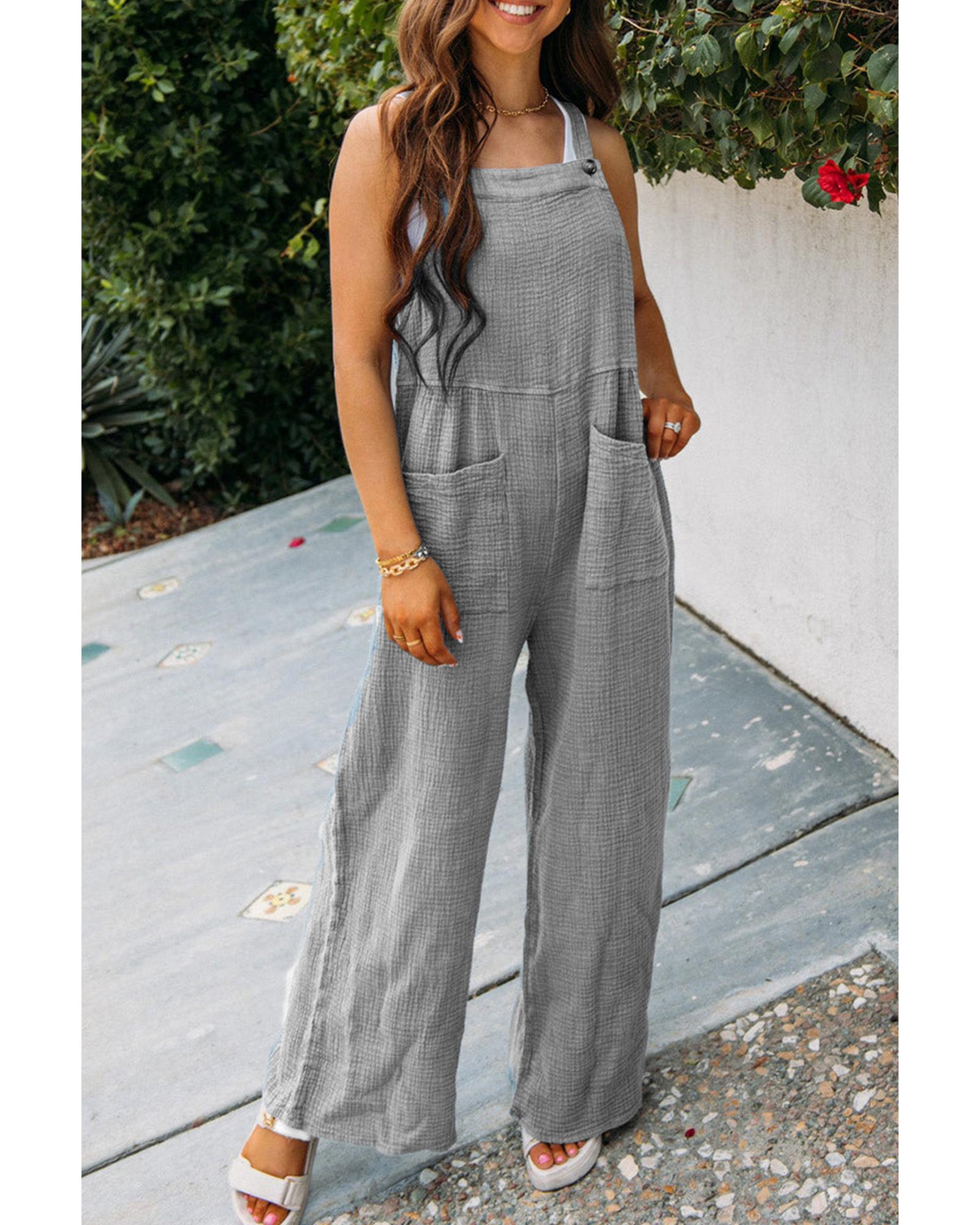 V539-AZEXDC6412272-11-XL-202508290400-00 Azura Exchange Textured Wide Leg Overall with Pockets - XL - Image 1