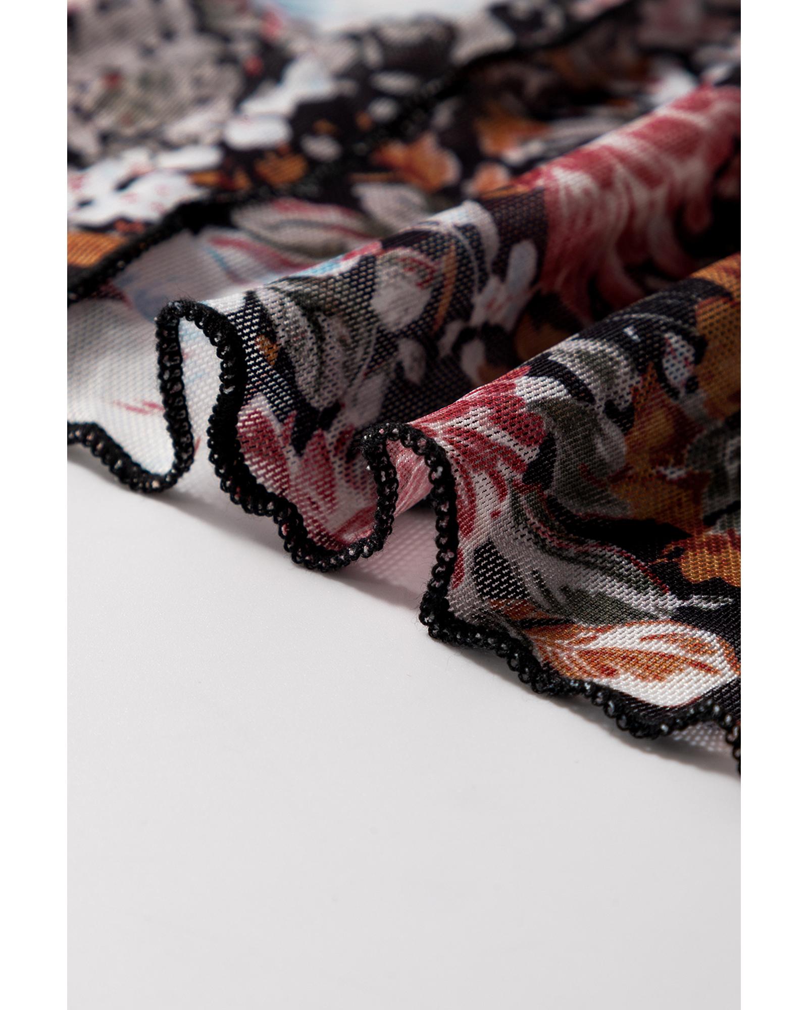 V539-AZEXDC721918-P1720-S-202506150441-00 Brown Floral Print High Waist Maxi Skirt - S - Image 1