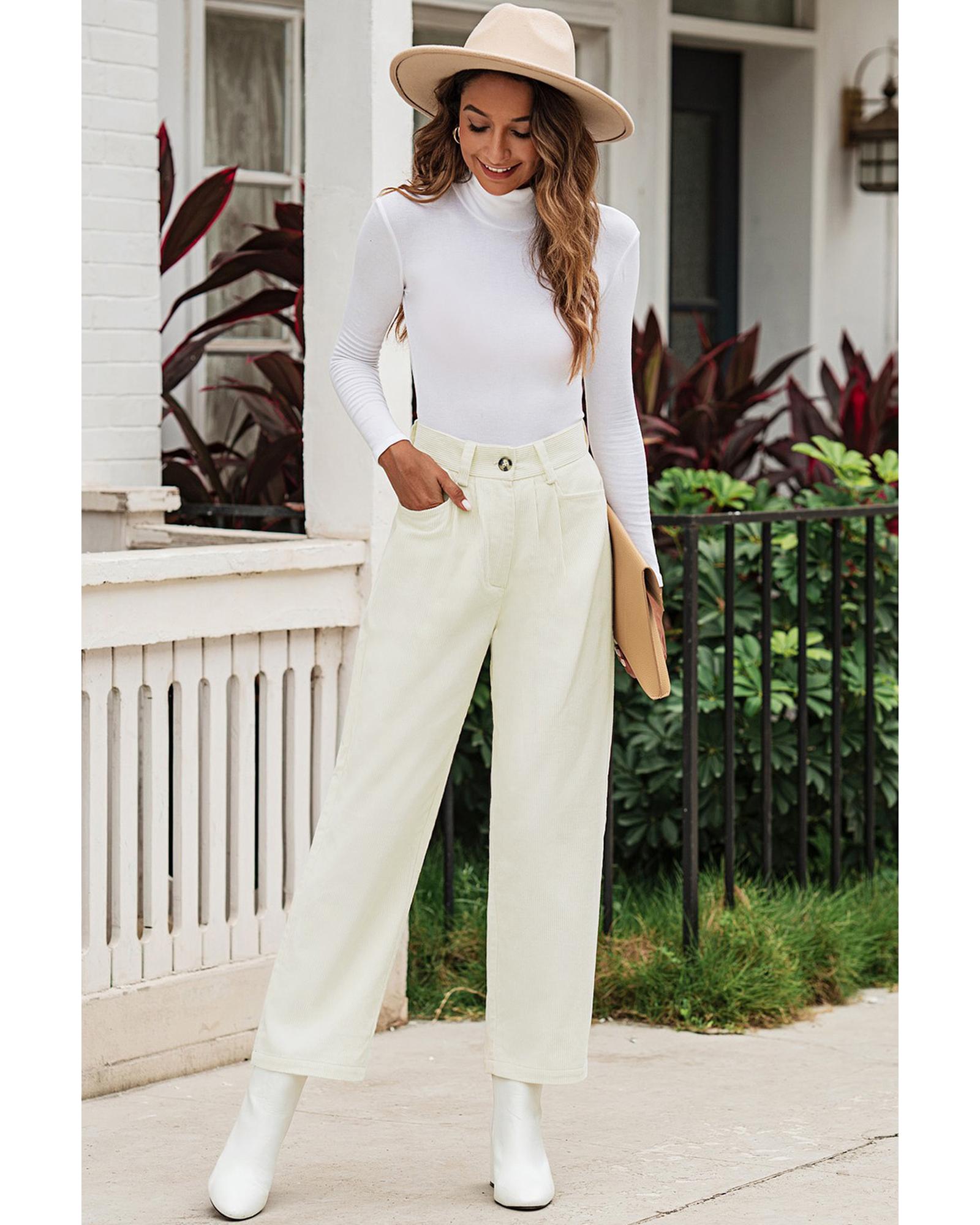 V539-AZEXDC7711218-15-14-202508251605-00 Azura Exchange Corduroy High Waist Straight Leg Pants - 14 US - Image 1