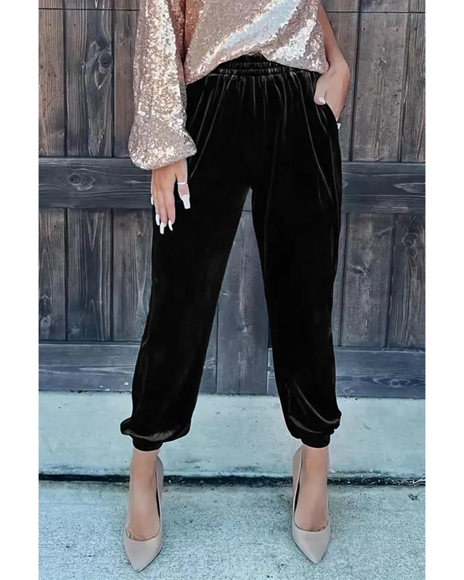 V539-AZEXDC7712270-2-XL-202509010220-00 Azura Exchange Luxurious Velvet Jogger Pants - XL - Image 1