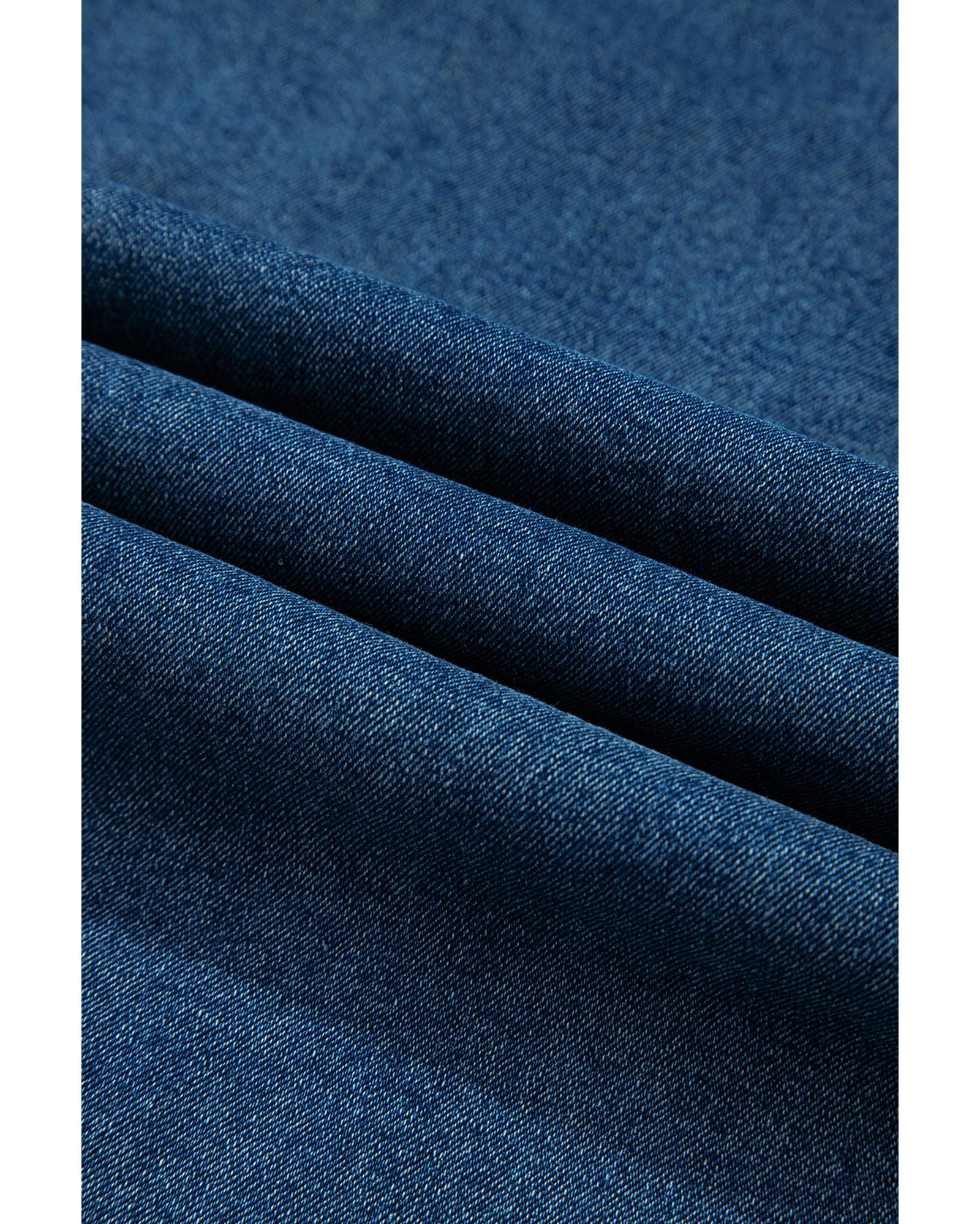 V539-AZEXDC784805-P704-XL-202508281155-00 Dusk Blue Adjustable Tie Straps Cropped Wide Leg Denim Overalls - XL - Image 1