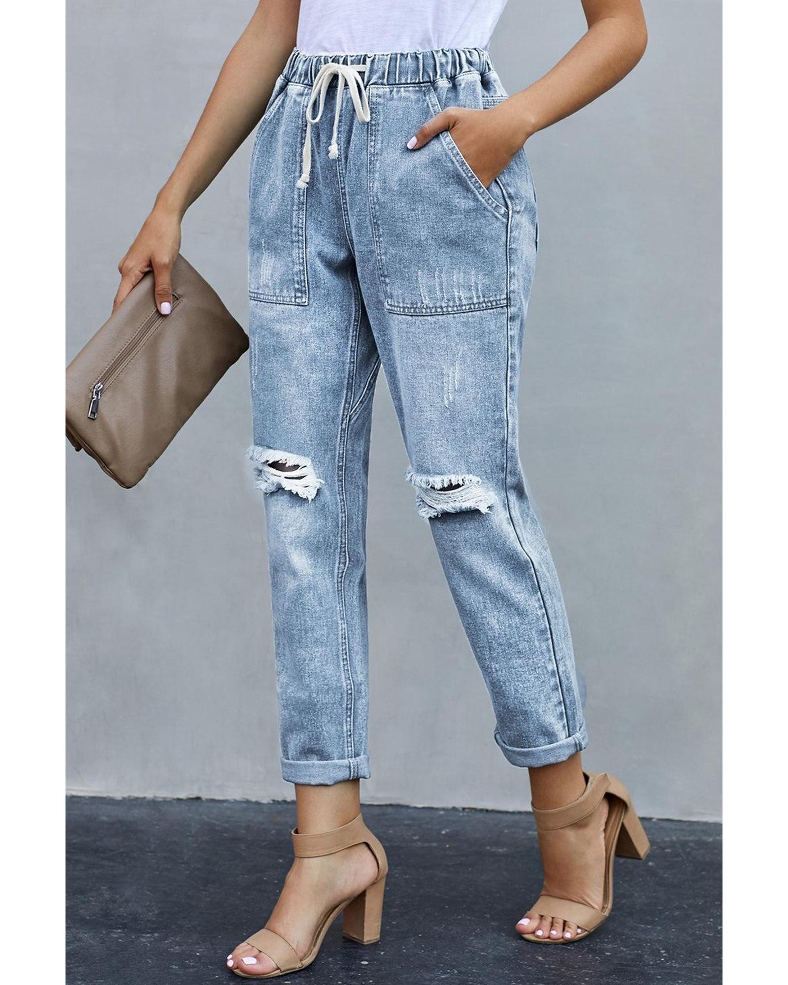 V539-AZEXDC786209-4-2XL-202509010150-00 Azura Exchange Distressed Pocketed Denim Jogger - 2XL - Image 1