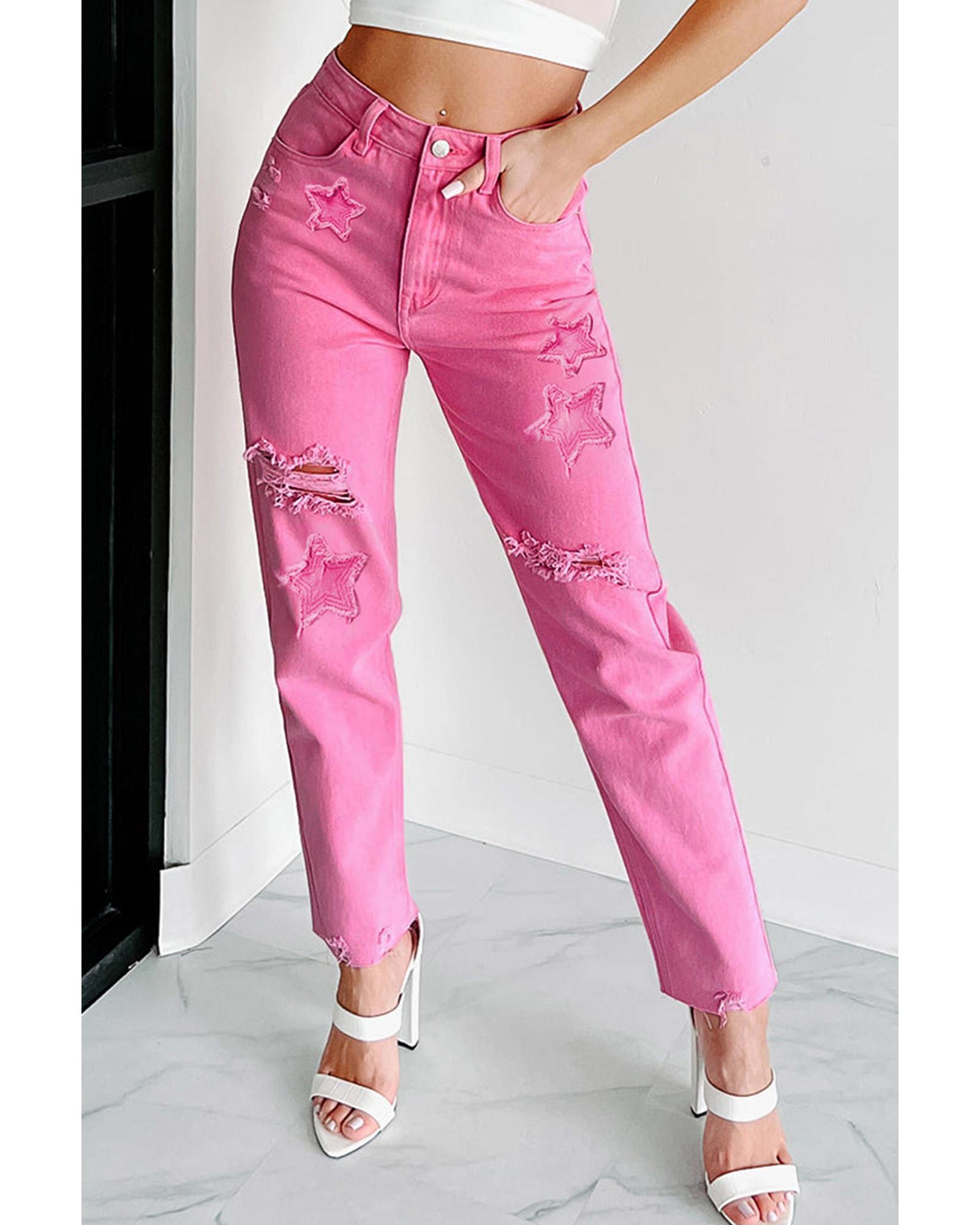 V539-AZEXDC7873347-10-14-202508260920-00 Azura Exchange Patchwork Straight Leg Jeans - 14 US - Image 1