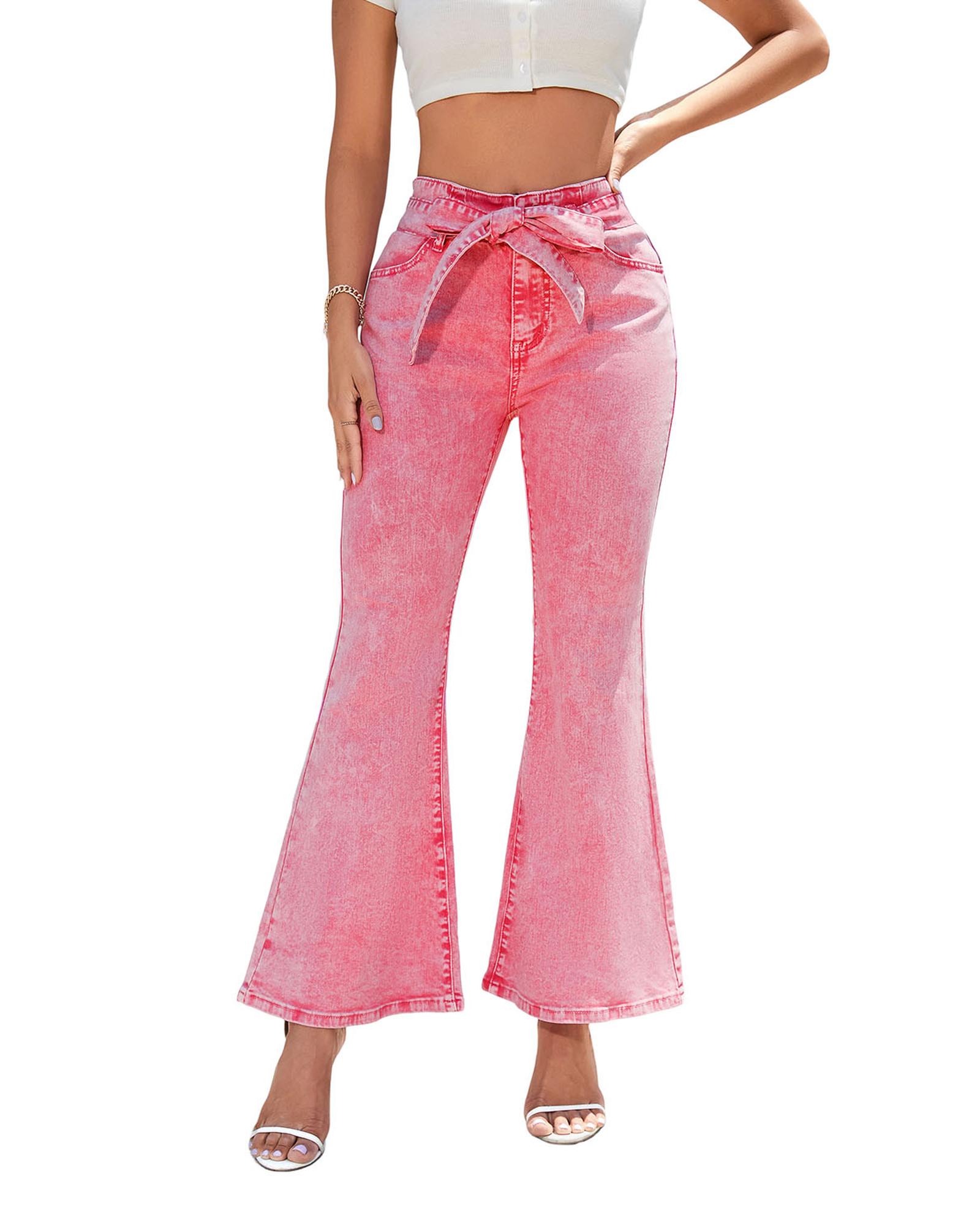 V539-AZEXDC7873355-10-10-202508290800-00 Azura Exchange High Waist Flare Leg Front Knot Jeans - 10 US - Image 1