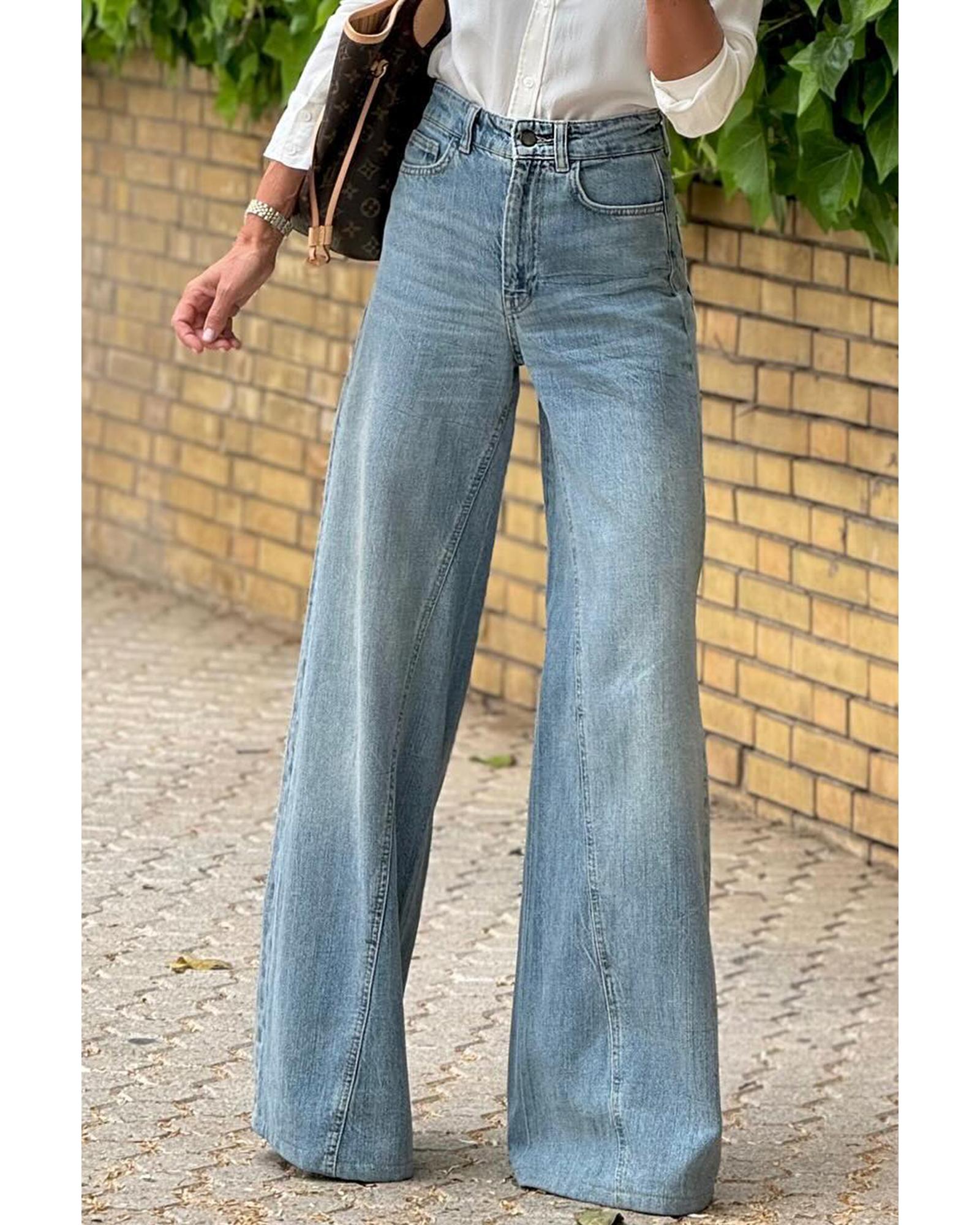 V539-AZEXDC7874968-P704-14-202508300210-00 Dusk Blue Acid Wash Extra Wide Leg High Waist Long Jeans - 14 US - Image 1