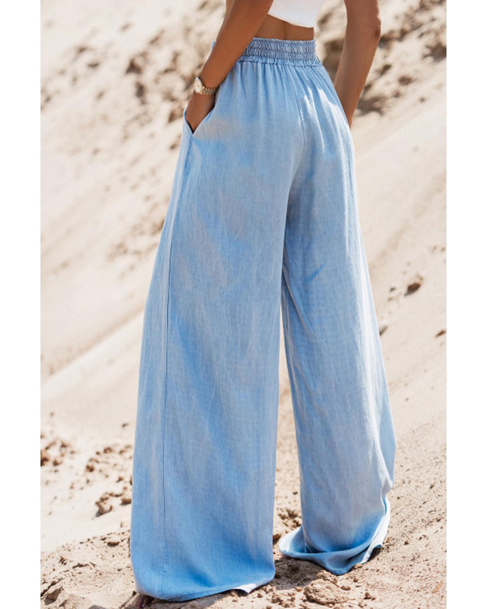 V539-AZEXDC7874974-P1204-XL-202508291935-00 Myosotis Drawstring High Waist Wide Leg Denim Pants - XL - Image 1