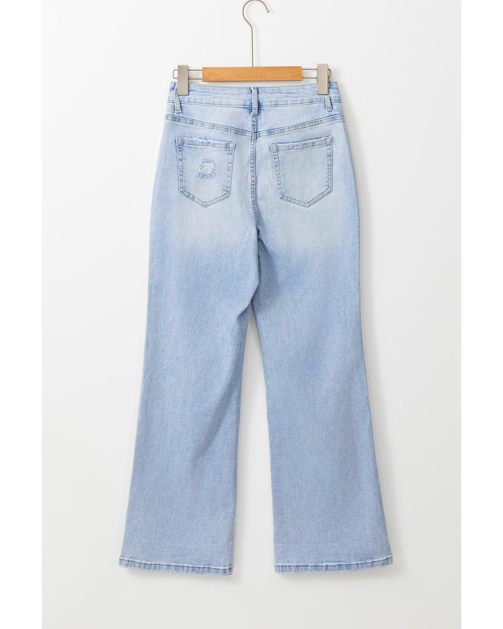 V539-AZEXDC7875035-P804-16-202508280135-00 Beau Blue Vintage Light Wash Distressed Flare Jeans - 16 US - Image 1