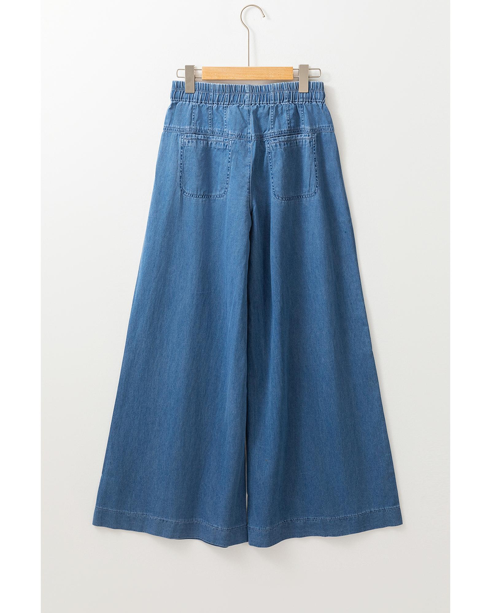 V539-AZEXDC7875043-P704-12-202508300235-00 Dusk Blue Mineral Wash Button Fly Waist Wide Leg Jeans - 12 US - Image 1
