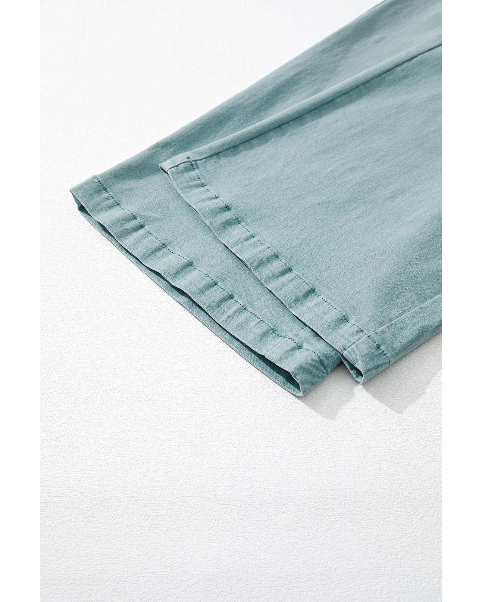 V539-AZEXDC7875169-P2809-14-202508301920-00 Smoke Green Mineral Wash Drawstring High Waist Wide Leg Jeans - 14 US - Image 1