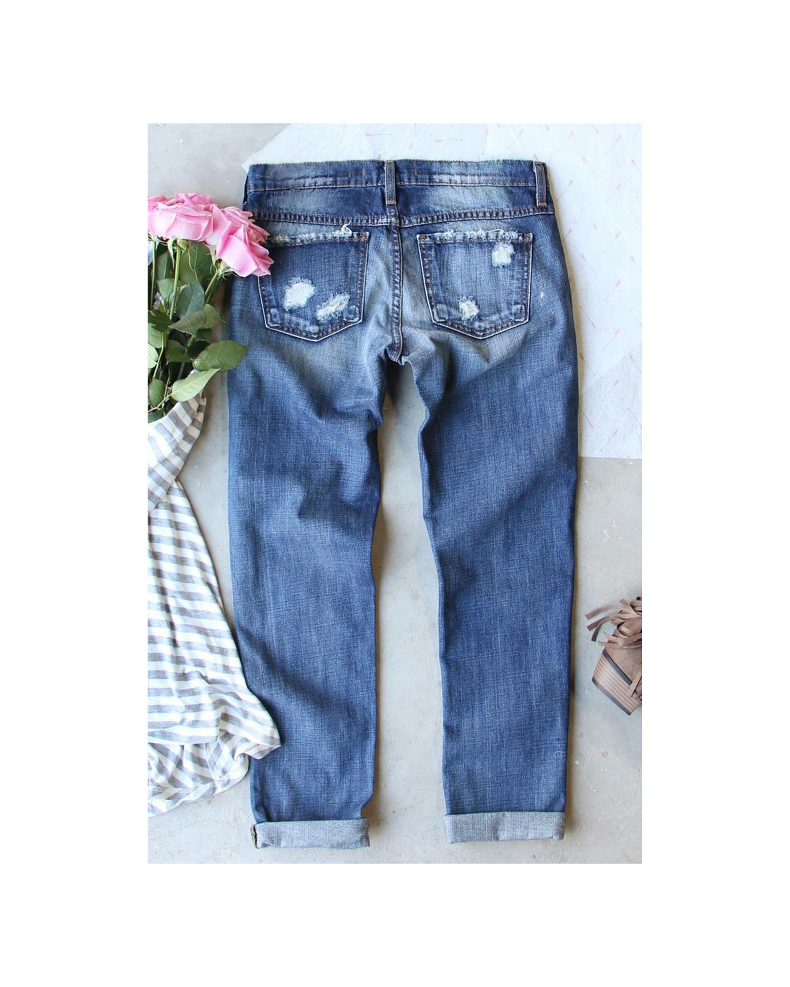 V539-AZEXDC7875177-4-8-202508301020-00 Sky Blue Halloween Skull Patchwork Distressed Straight Jeans - 8 US - Image 1