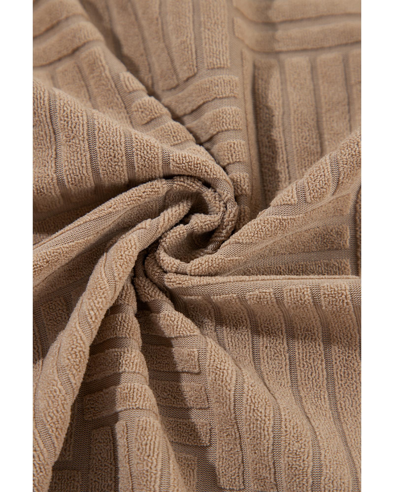 V539-AZEXDC8513301-P1117-L-202508302250-00 Dark Khaki Textured Chest Pocket Button-up Shacket - L - Image 1