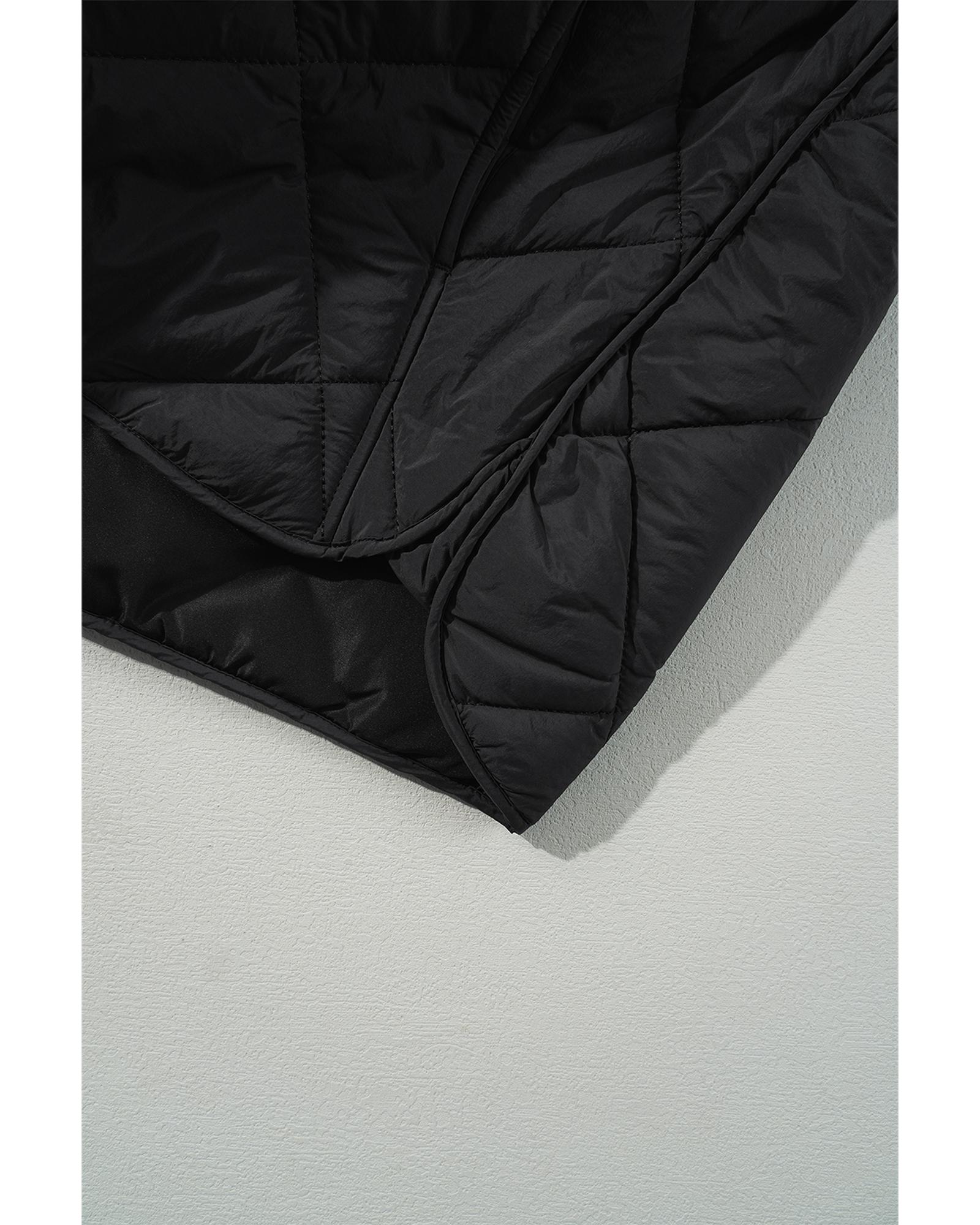 V539-AZEXDC853373-P2-S-202506151421-00 Black Quilted High Neck Button Up Pocket Vest Coat - S - Image 1