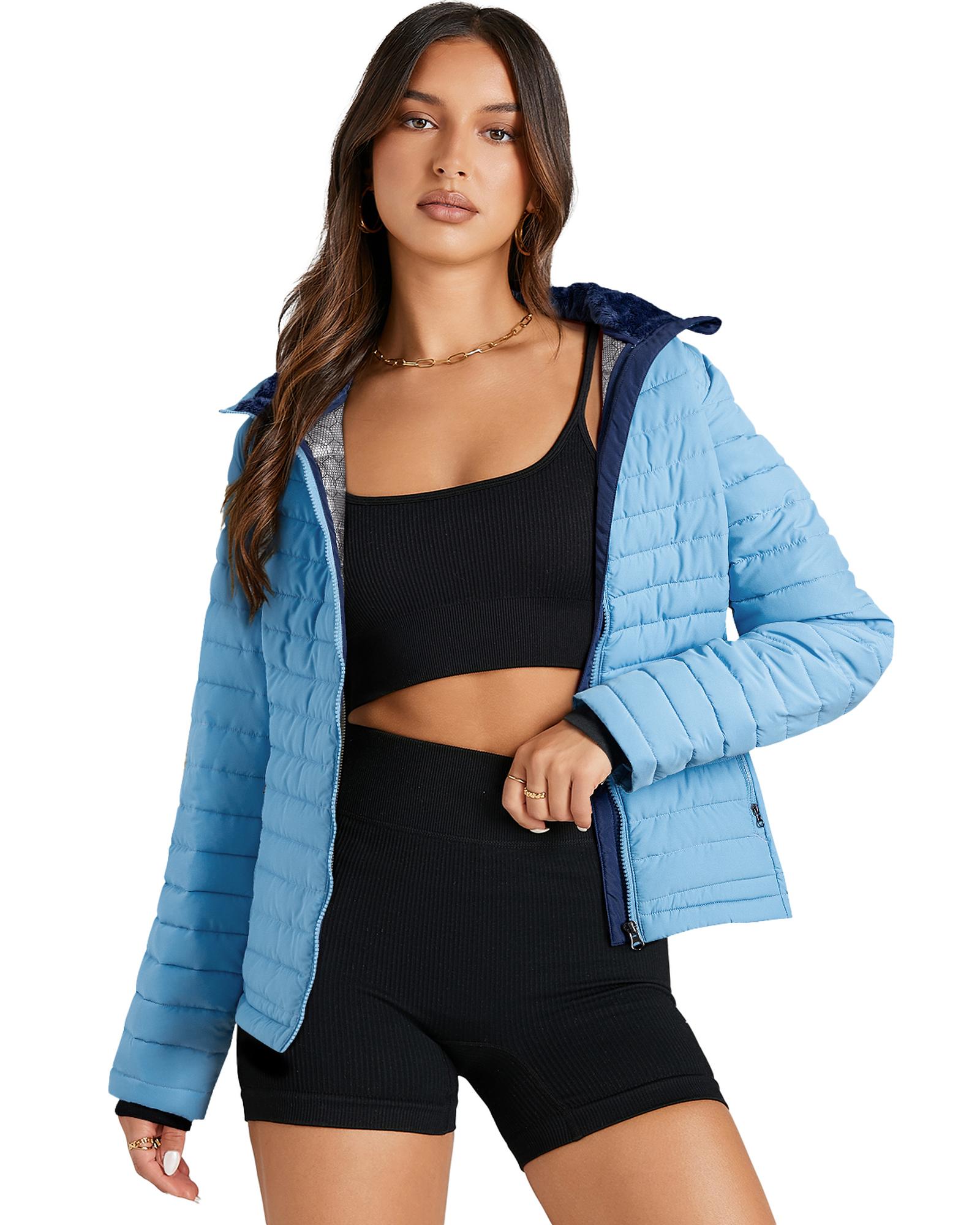 V539-AZEXDC856225-P1204-M-202508311515-00 Myosotis Solid Color Quilted Zip-up Puffer Jacket - M - Image 1