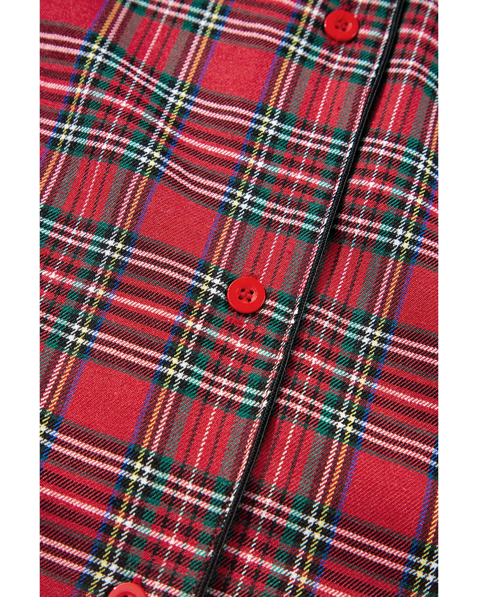 V539-AZEXPL15133-P322-3X-202508311310-00 Red Plaid Printed Shirt and Pants Plus Size Lounge Set - 3X - Image 1