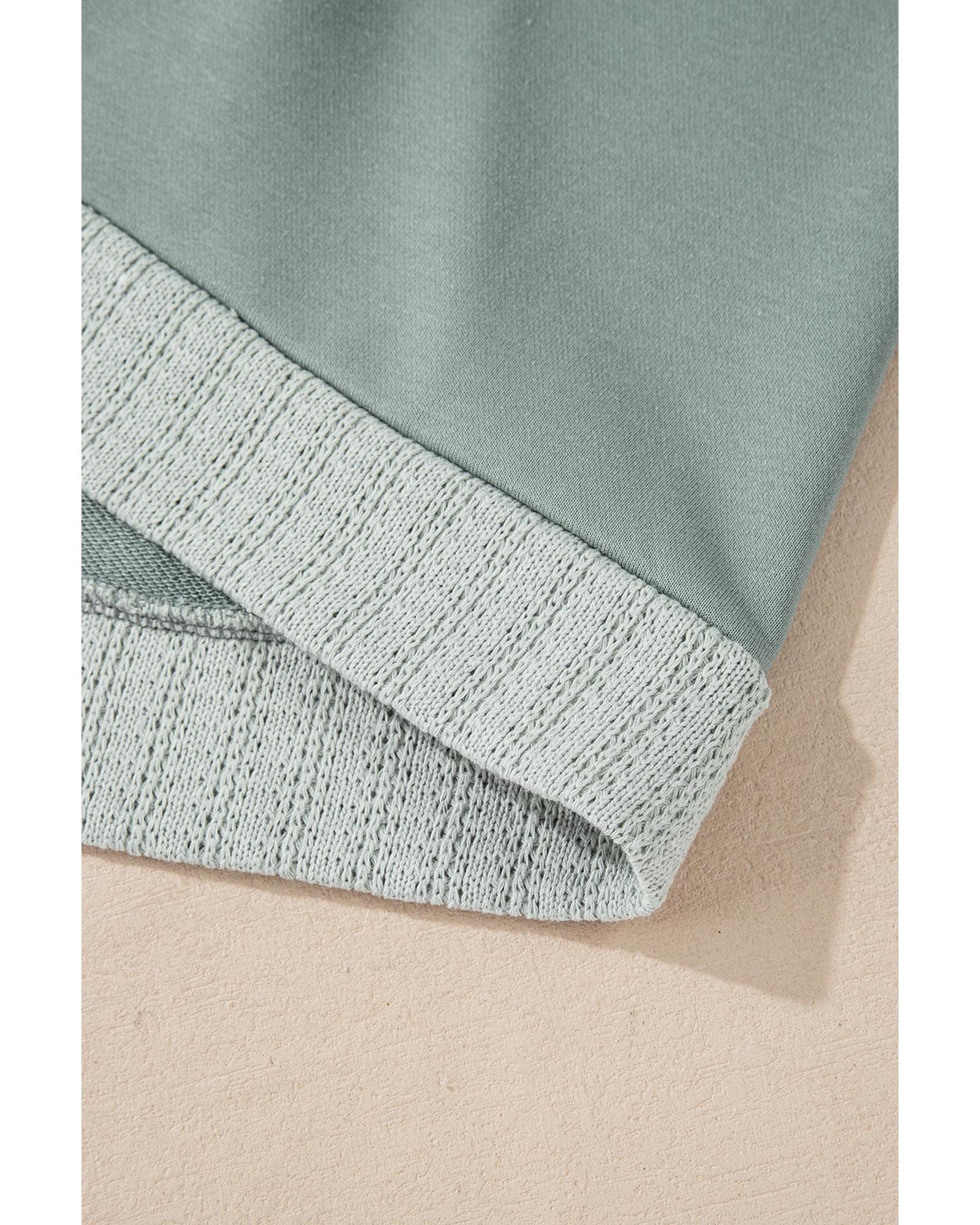 V539-AZEXPL2521064-P509-2X-202508310740-00 Mist Green Stars Patchwork Round Neck Plus Size T Shirt - 2X - Image 1