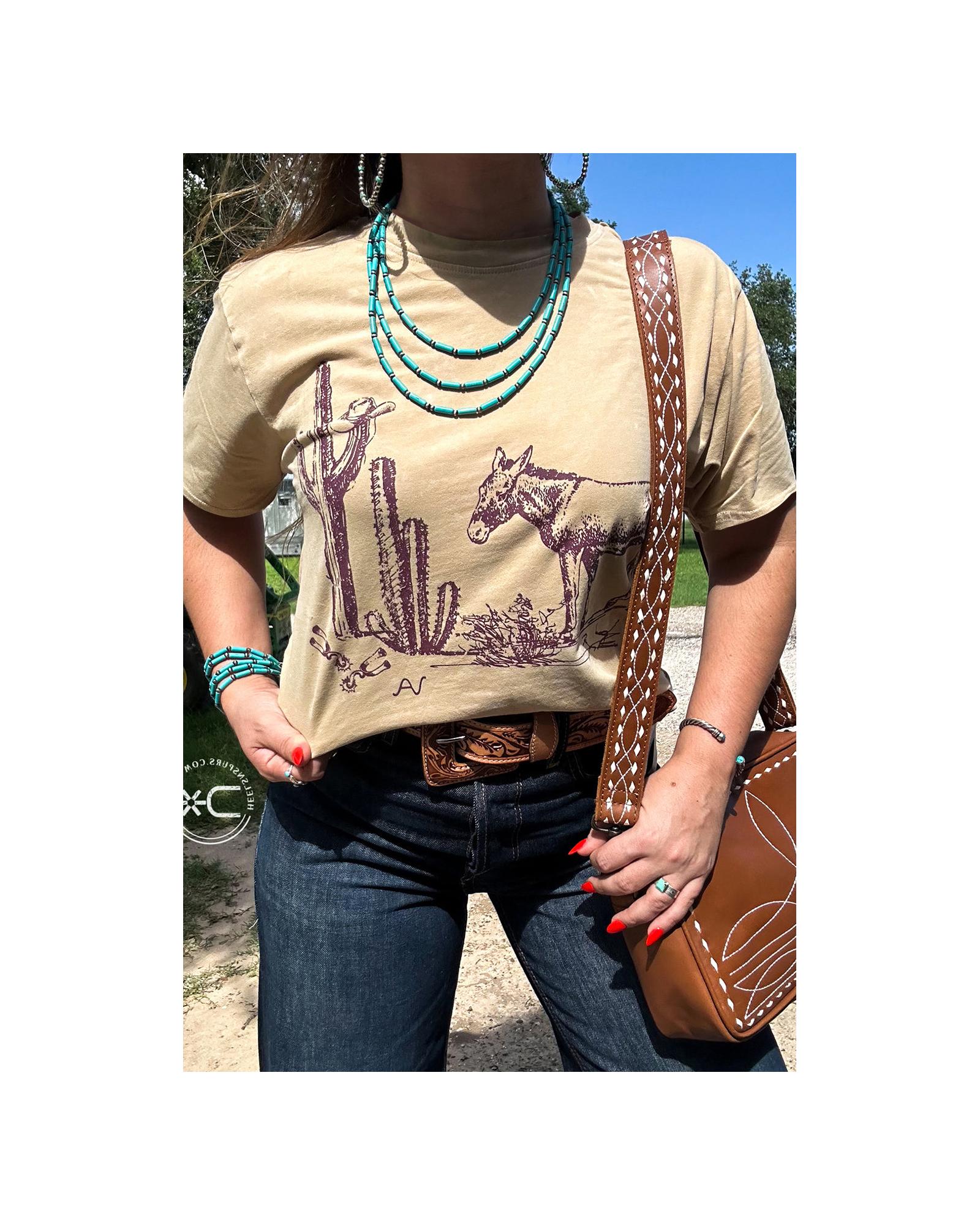 V539-AZEXPL2521559-P6016-1X-202506182253-00 Parchment Western Burro Cactus Crew Neck Graphic Tee - 1X - Image 1