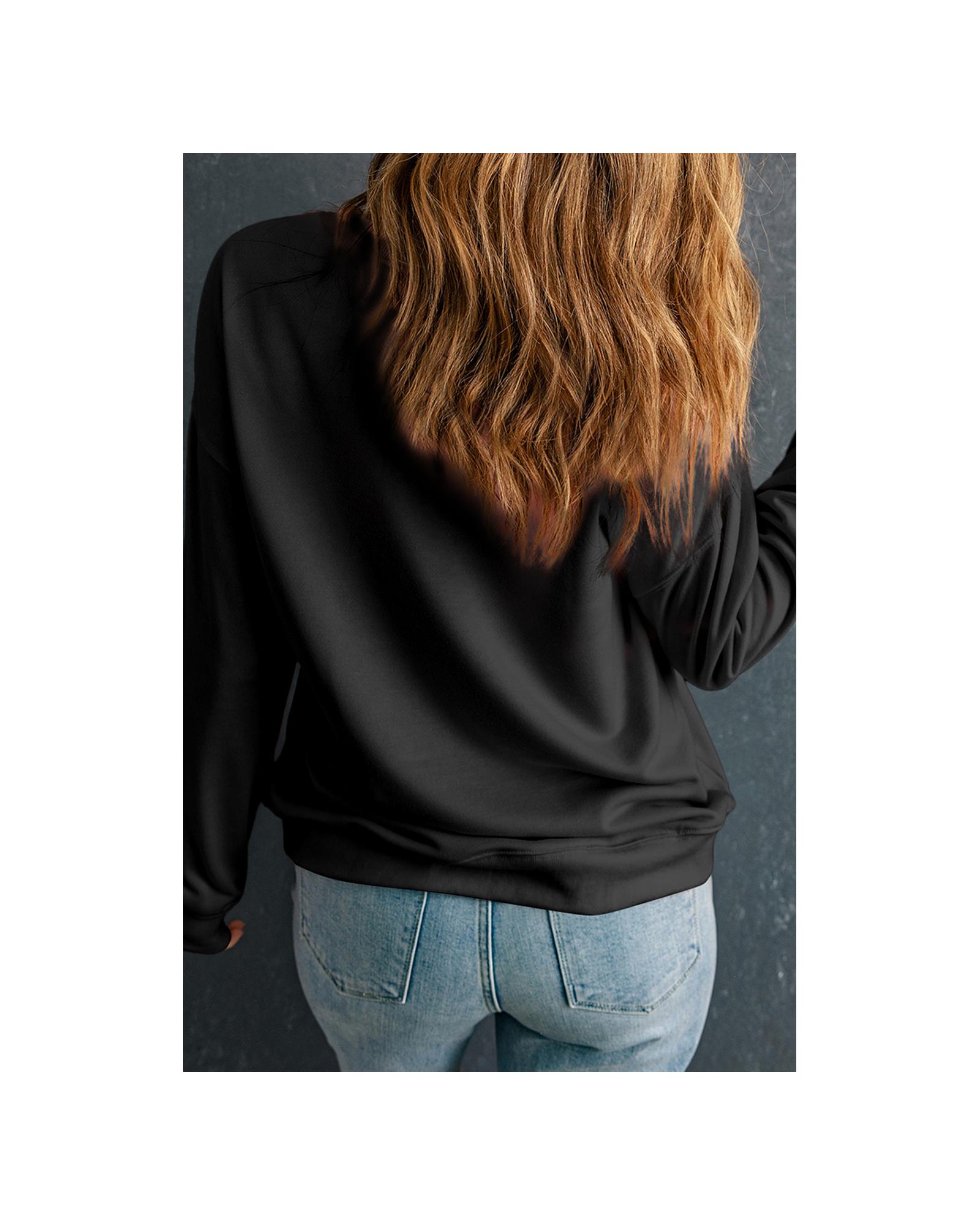 V539-AZEXPL253838-P2-1X-202506151907-00 Black Sequin Pumpkin Face Graphic Plus Size Halloween Sweatshirt - 1X - Image 1