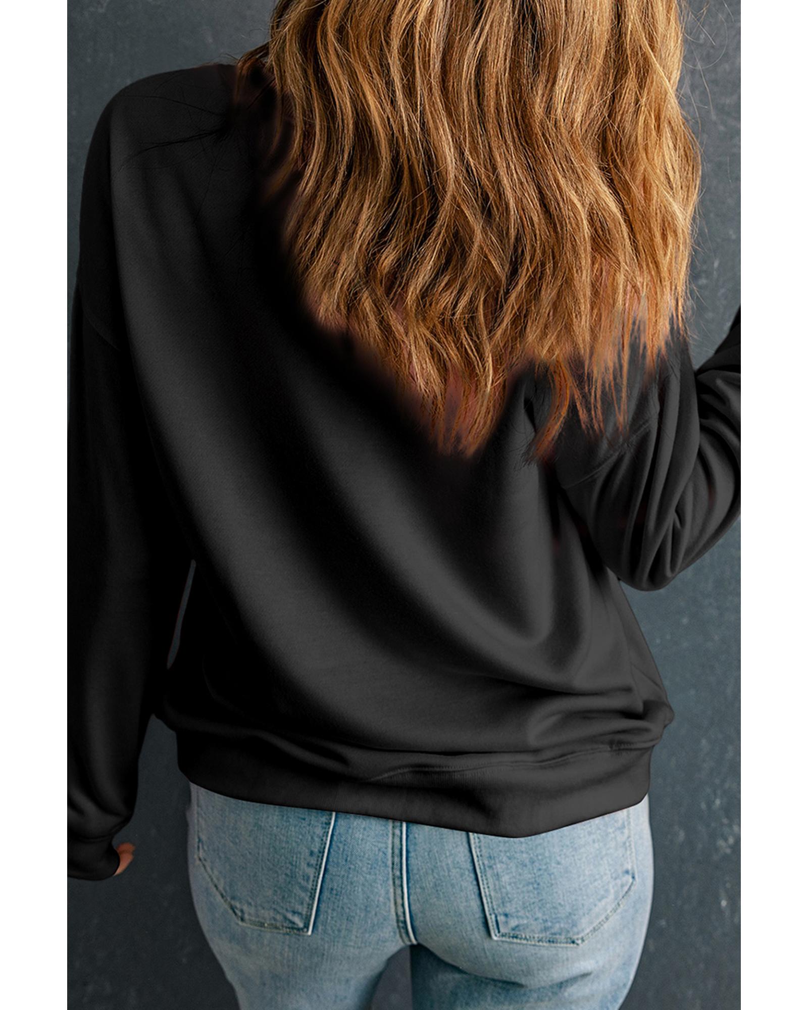 V539-AZEXPL253838-P2-2X-202508302320-00 Black Sequin Pumpkin Face Graphic Plus Size Halloween Sweatshirt - 2X - Image 1