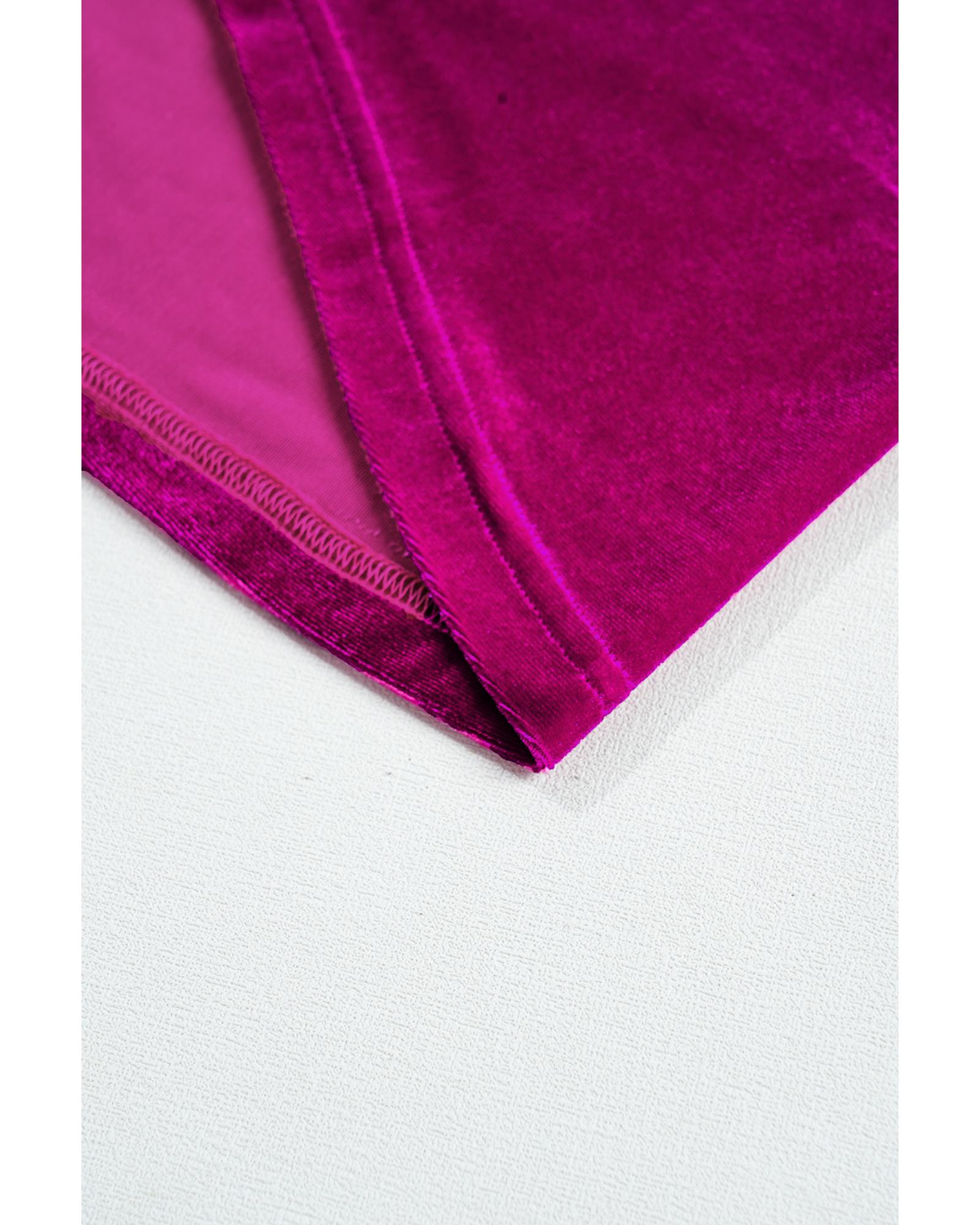 V539-AZEXPL255321-P106-2X-202506152012-00 Bright Pink Plus Size Velvet Chest Pocket Drop Shoulder Shirt - 2X - Image 1