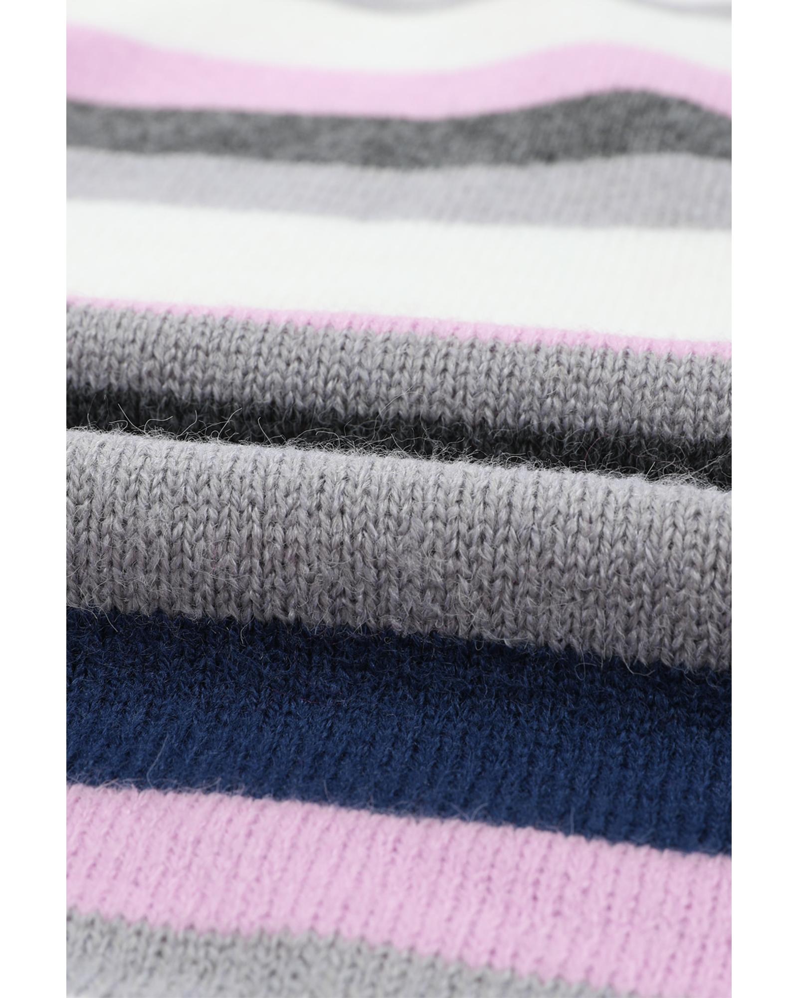 V539-AZEXPL272067-19-2X-202508310230-00 Stripe Plus Size Striped Hooded Knit Sweater - 2X - Image 1