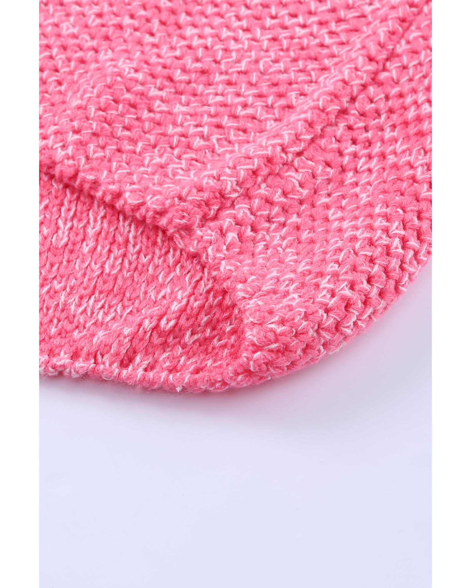 V539-AZEXPL272076-10-1X-202506151745-00 Pink Plus Size Stripe Oversized Sweater - 1X - Image 1