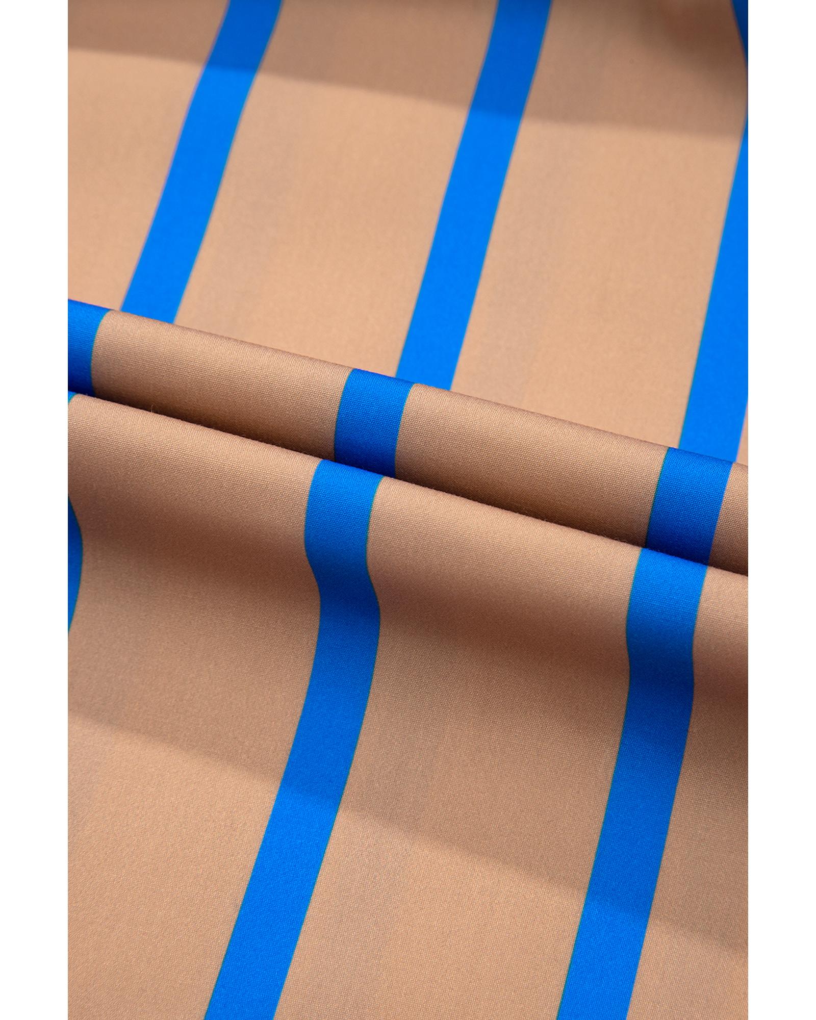 V539-AZEXPL611907-P1619-3X-202508310150-00 Khaki Stripe Contrast Striped Print 3/4 Sleeve Babydoll Plus Size Dress - 3X - Image 1