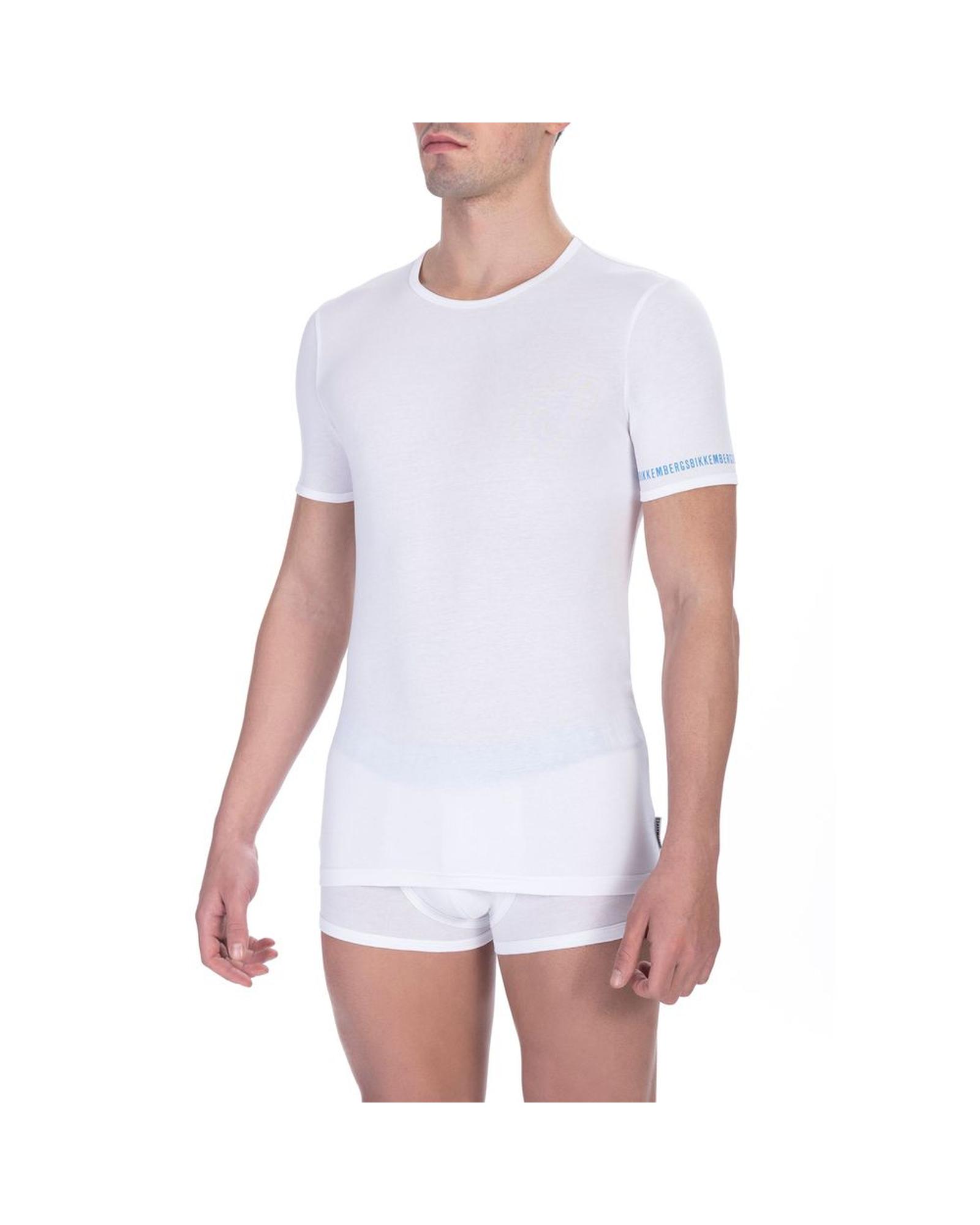 V539-BI-24188-XL-202506160026-00 Bikkembergs Men's Elegant Dual-Pack White Crew Neck T-Shirts - XL - Image 1