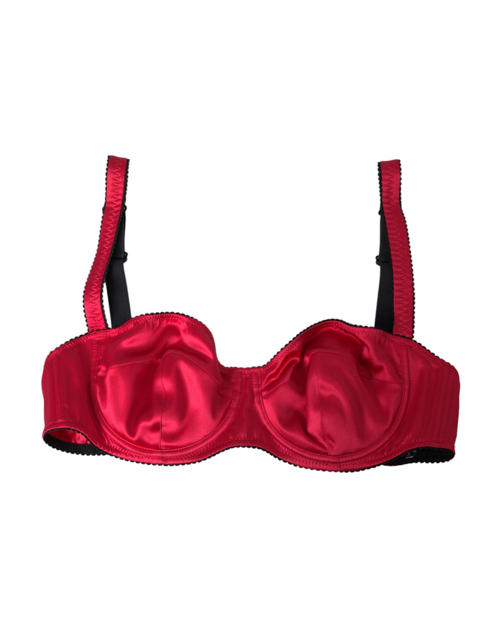 V539-BIK1794-3-202506160032-00 Dolce & Gabbana Women's Bordeaux Silk Stretch Balconcino Bra Underwear - 3 IT - Image 1