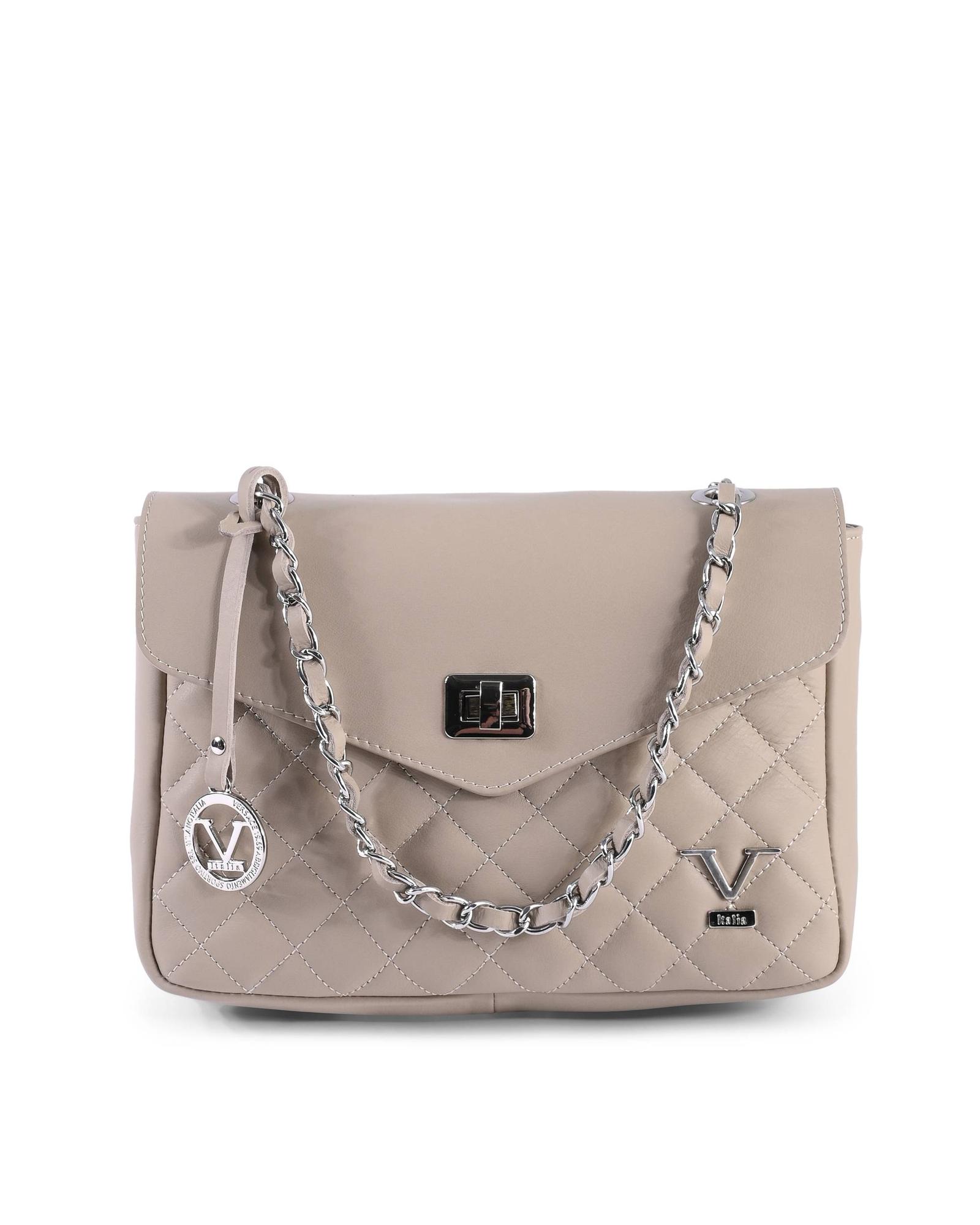 V539-BTB109404-202506160311-00 V Italia by VERSACE Chain Bag Beige Leather Shoulder Bag - One Size - Image 1