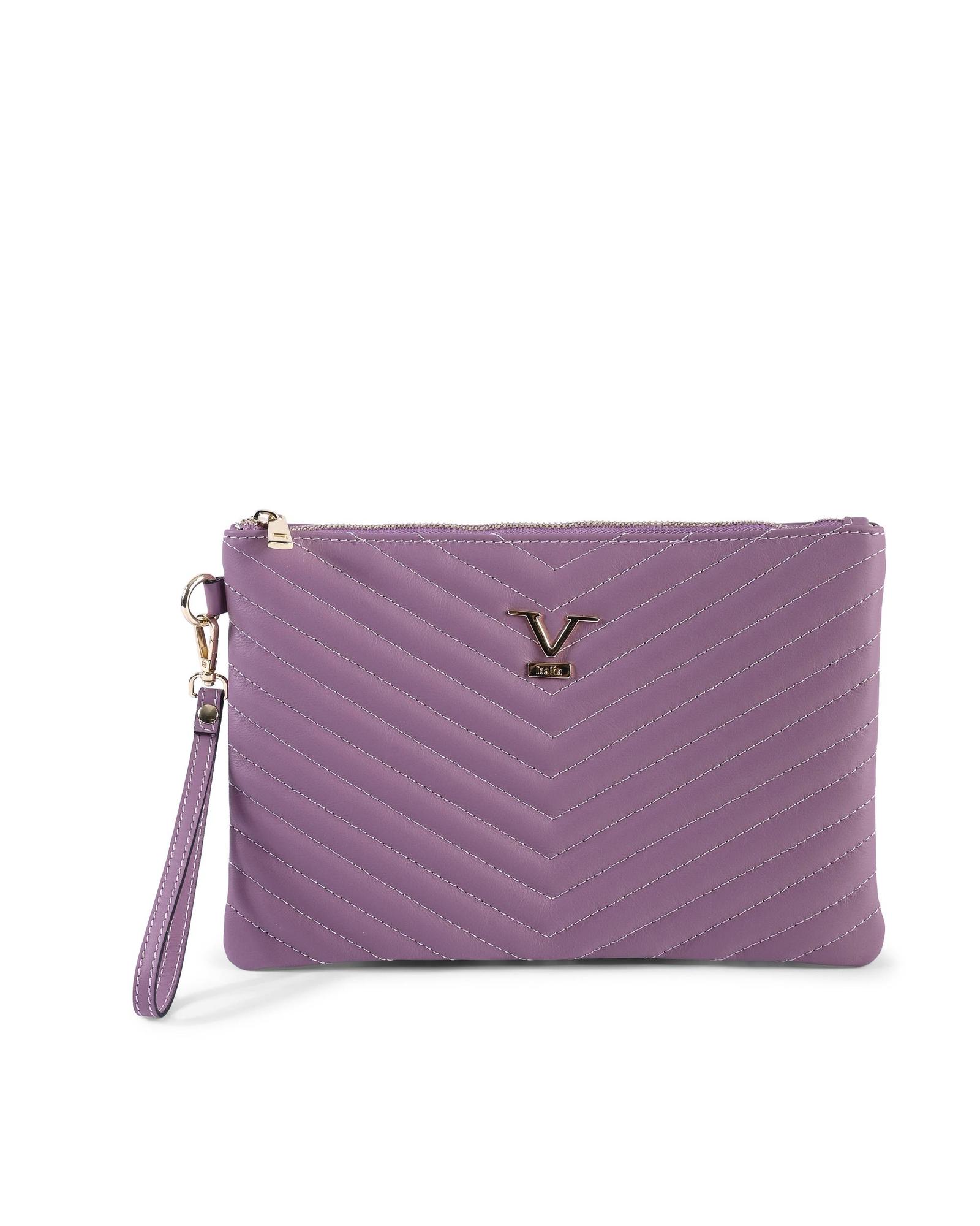 V539-BTB109405-202506160311-00 V Italia by Versace Quilted Clutch Bag Purple - One Size - Image 1
