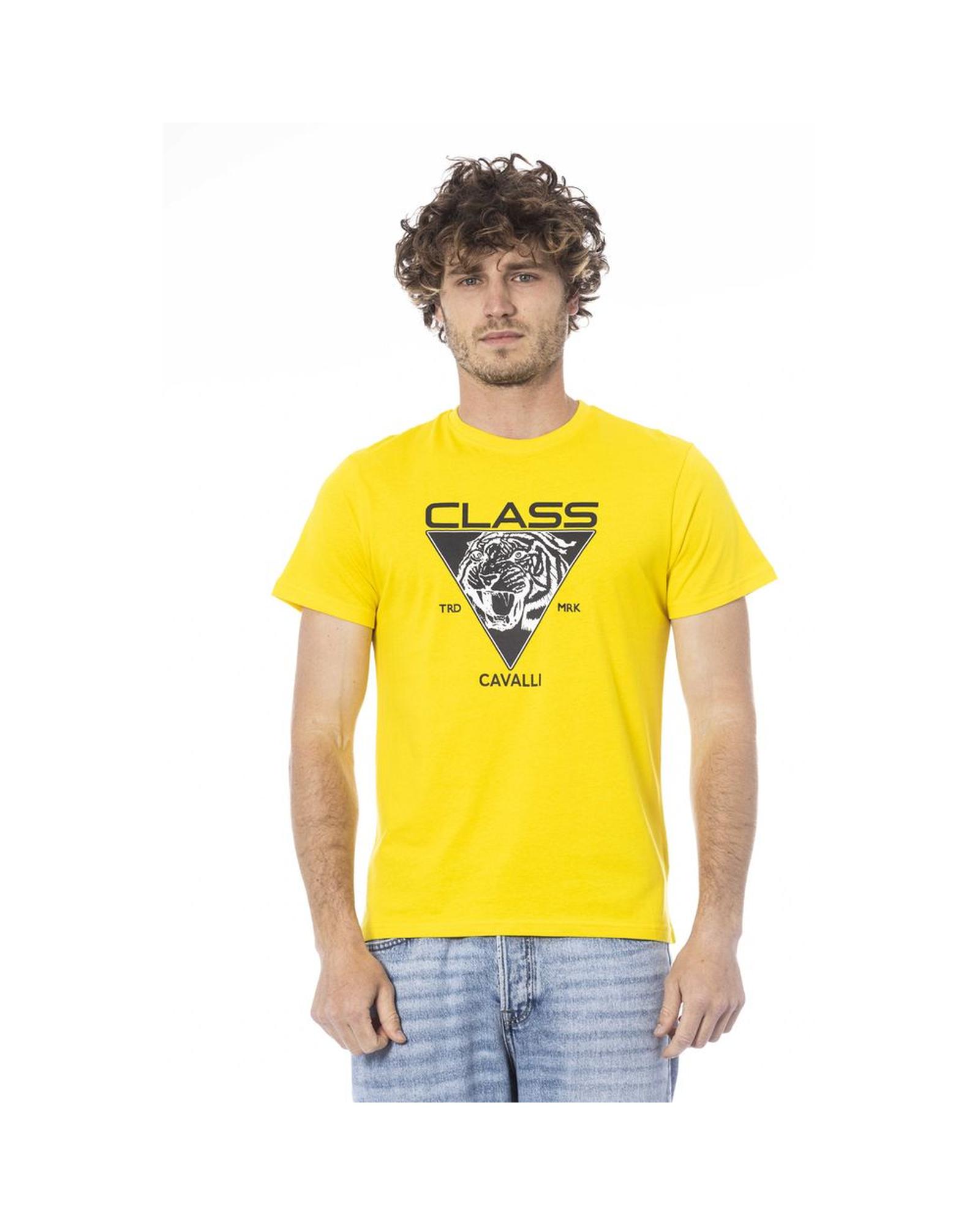 V539-CA-24329-M-202506160416-00 Cavalli Class Men's Yellow Cotton T-Shirt - M - Image 1