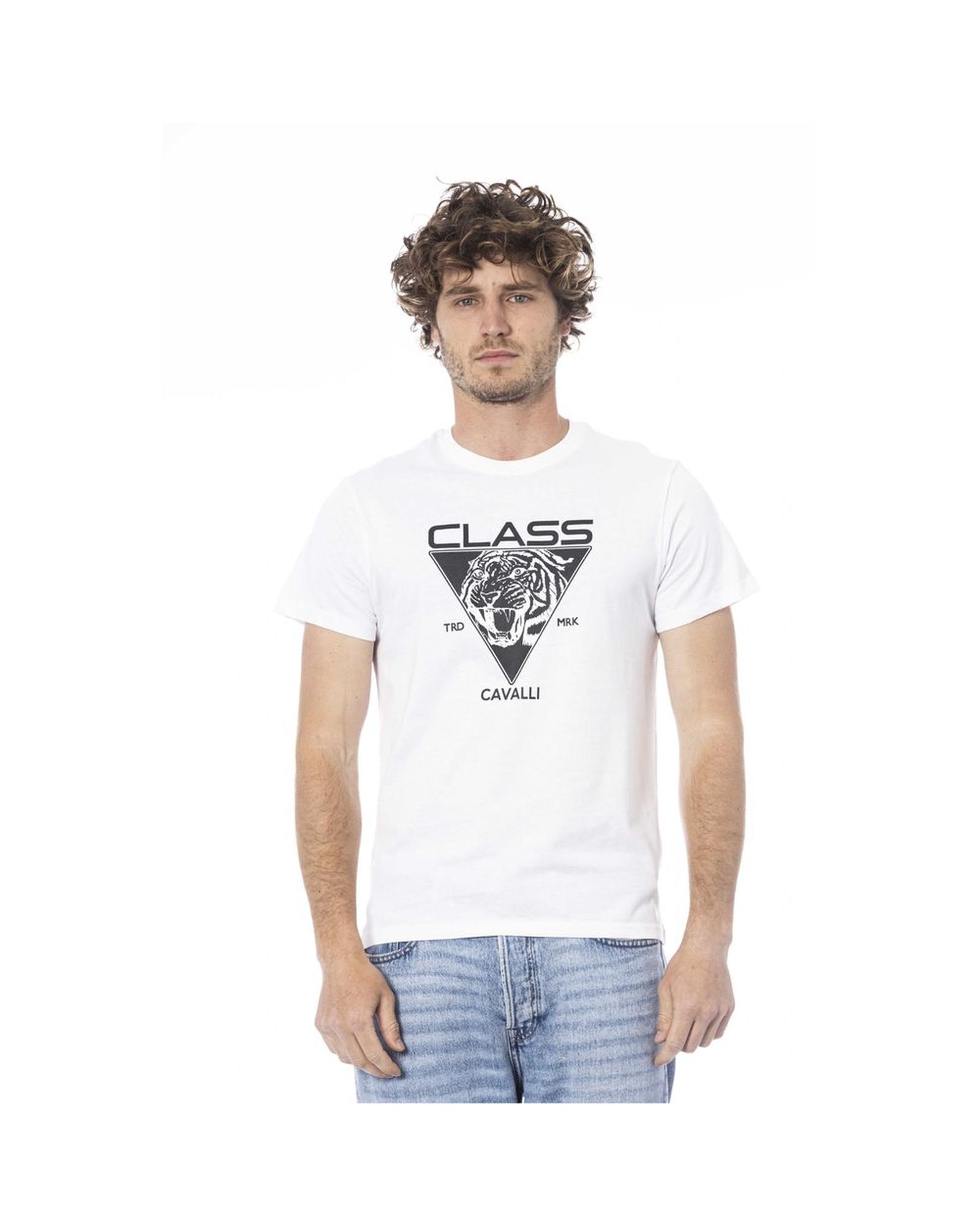 V539-CA-24330-L-202506160417-00 Cavalli Class Men's White Cotton T-Shirt - L - Image 1