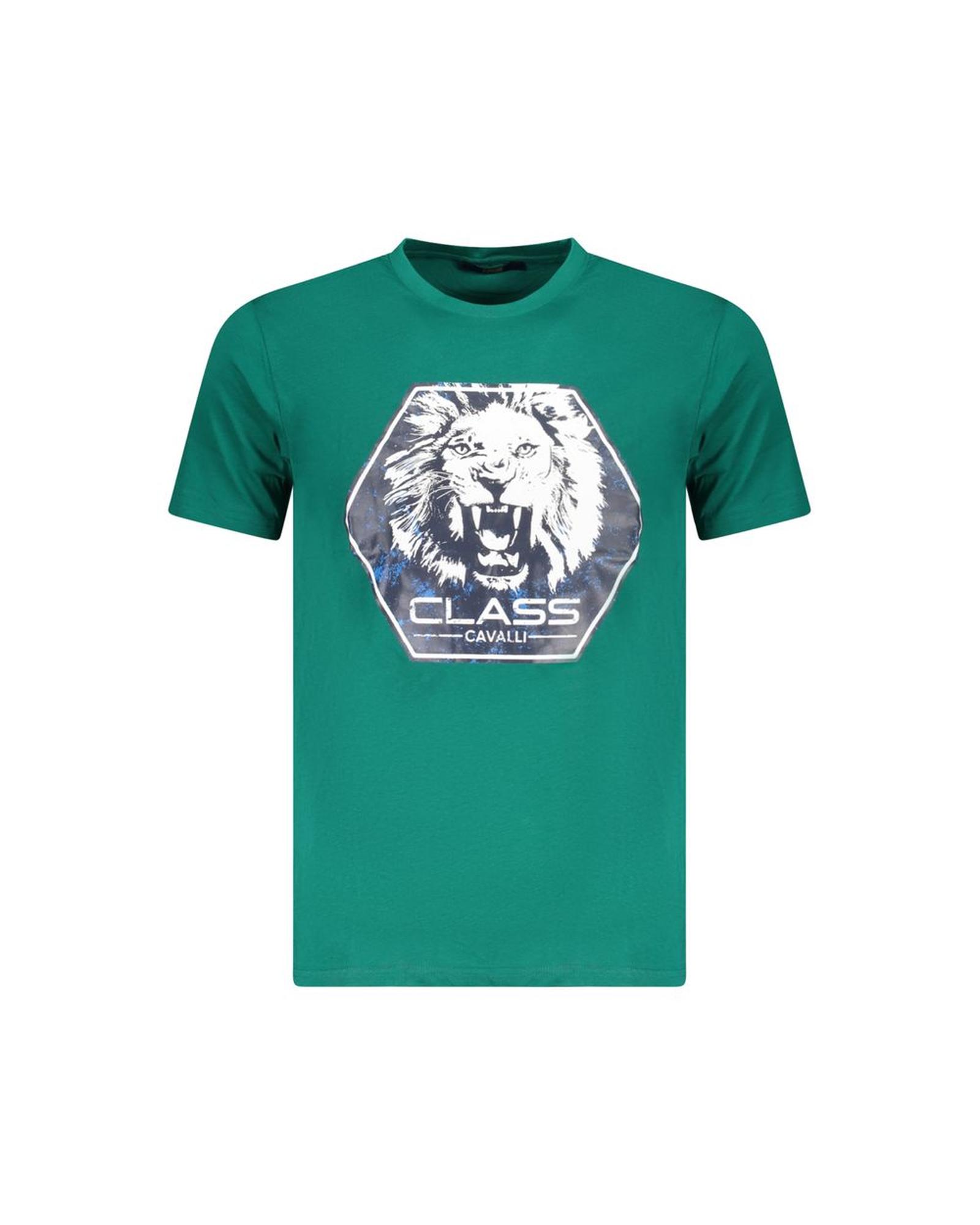 V539-CA-36647-L-202506191931-00 Cavalli Class Men's Green Cotton T-Shirt - L - Image 1