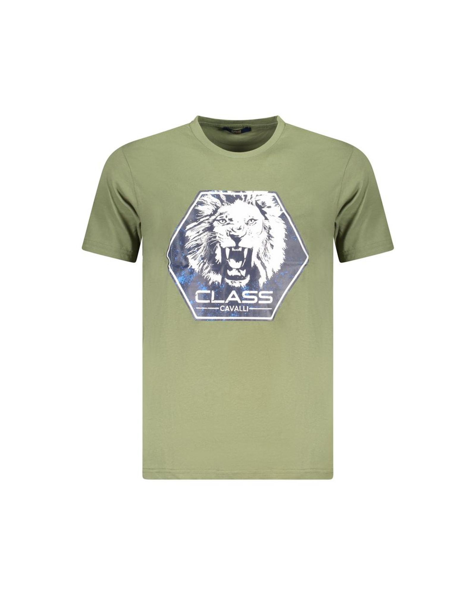 V539-CA-36662-XXL-202506161336-00 Cavalli Class Men's Green Cotton T-Shirt - 2XL - Image 1